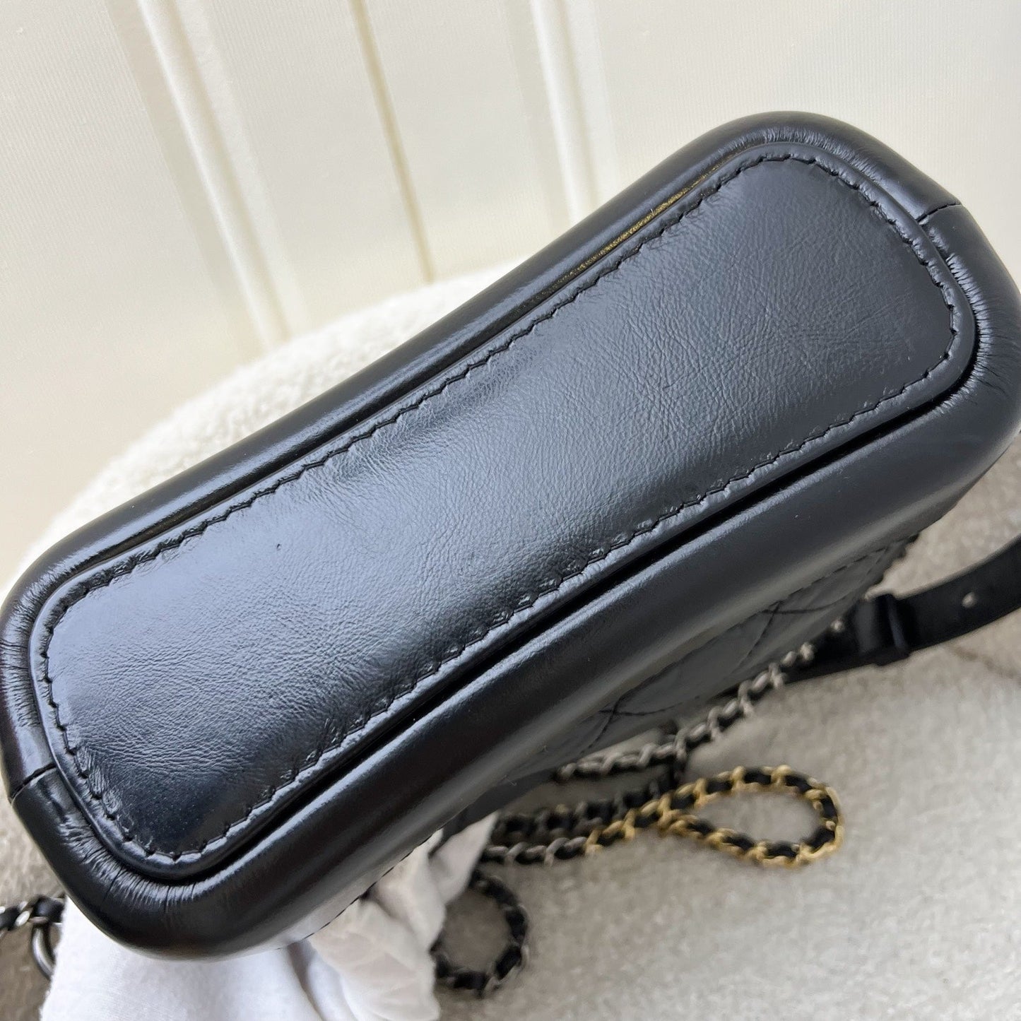 GLM-Small Gabrielle Hobo in Black Distressed Calfskin and 3 tone Hardware