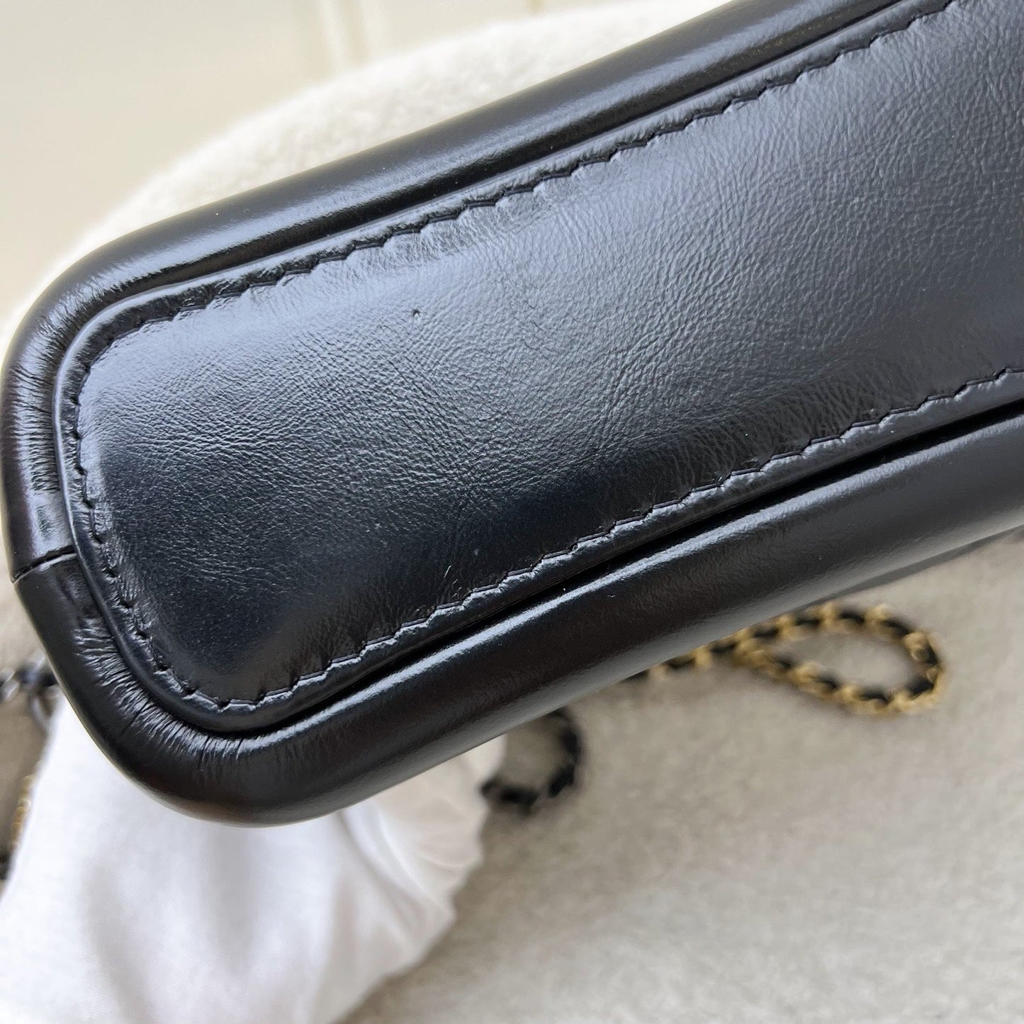GLM-Small Gabrielle Hobo in Black Distressed Calfskin and 3 tone Hardware