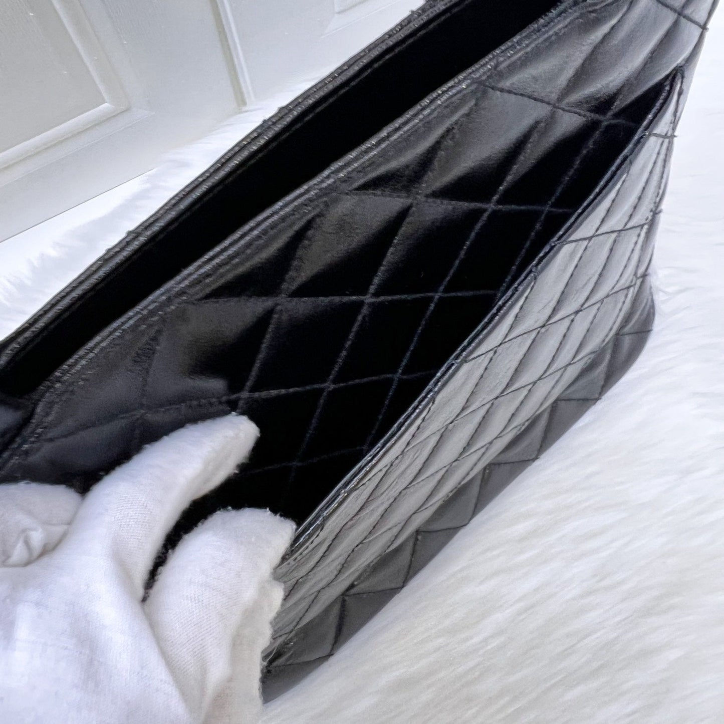 GLM- Medallion Tote in Black Glossy Calfskin and AGHW