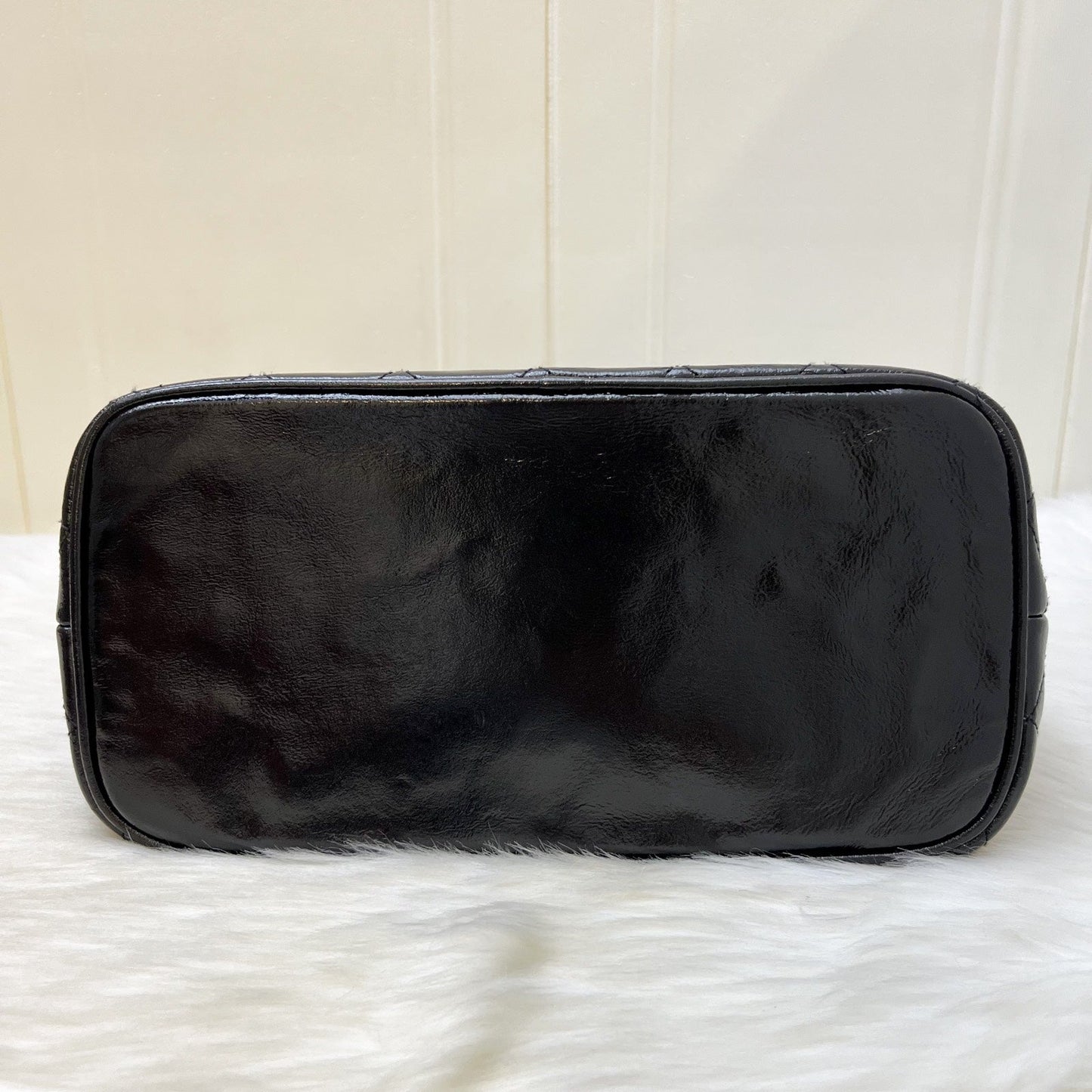 GLM- Medallion Tote in Black Glossy Calfskin and AGHW