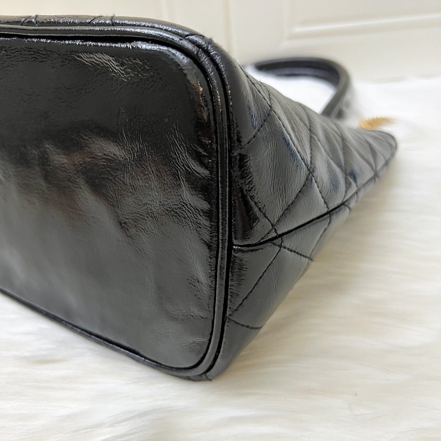 GLM- Medallion Tote in Black Glossy Calfskin and AGHW