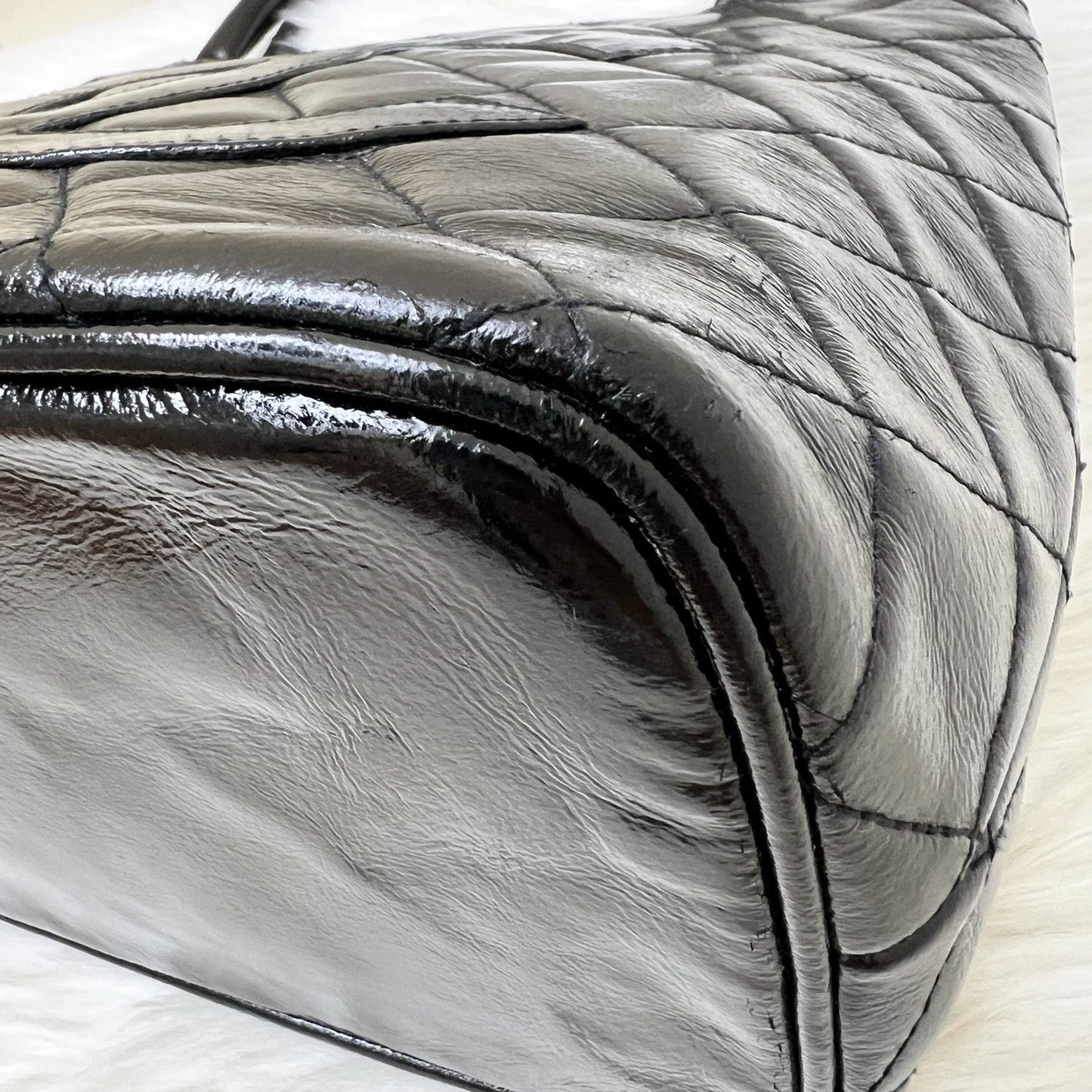 GLM- Medallion Tote in Black Glossy Calfskin and AGHW