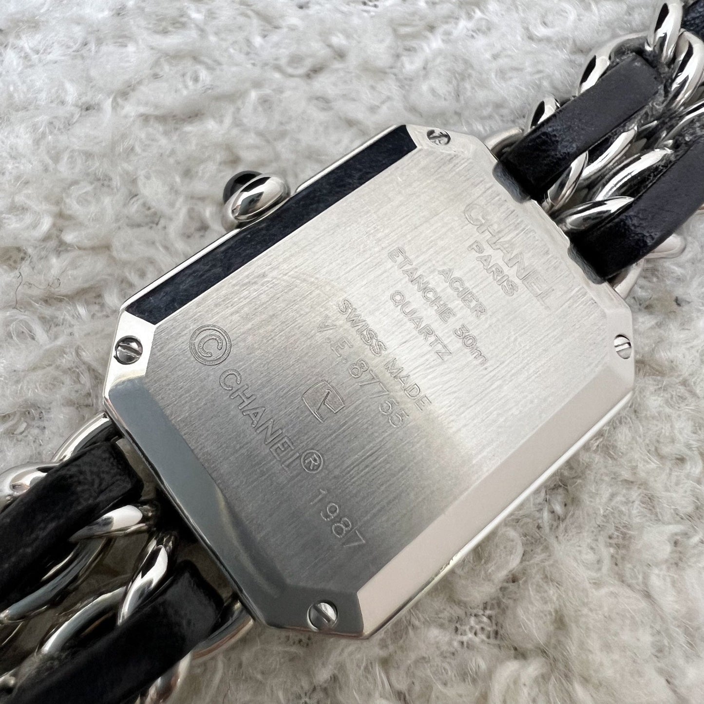 GLM-Premiere Watch in Silver Tone Steel Hardware and Black Leather Size M (Model: H0451)