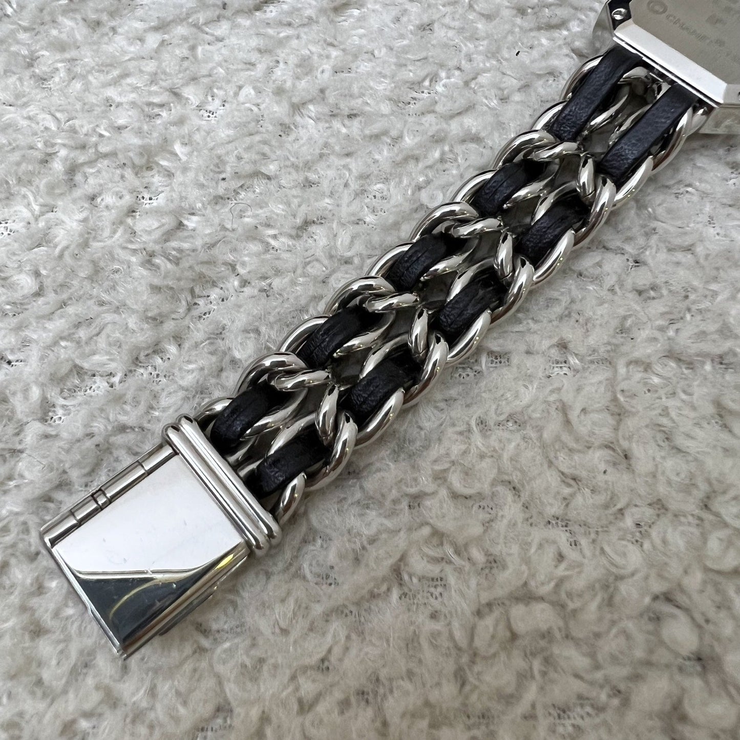 GLM-Premiere Watch in Silver Tone Steel Hardware and Black Leather Size M (Model: H0451)