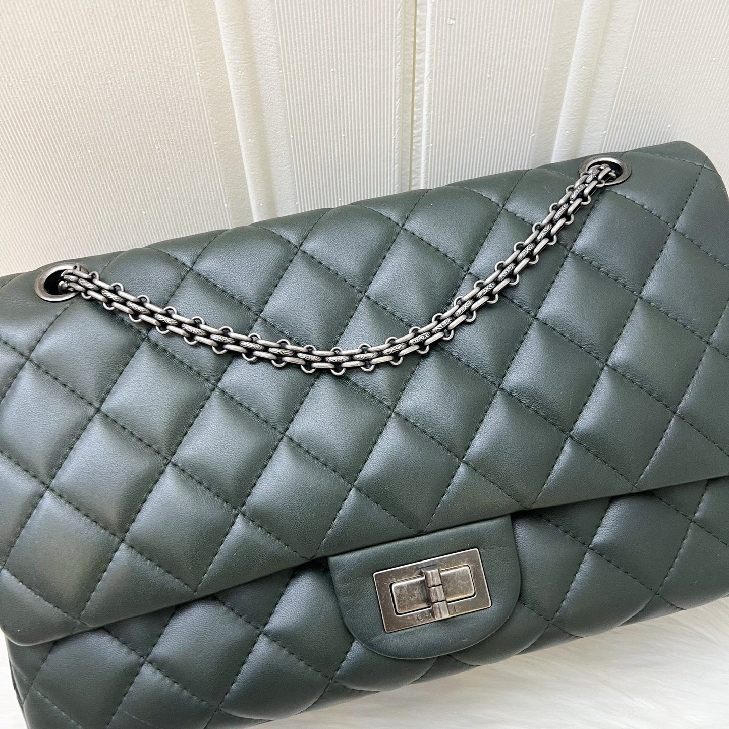 GLM-2.55 Reissue 227 Maxi in Dark Green Lambskin RHW