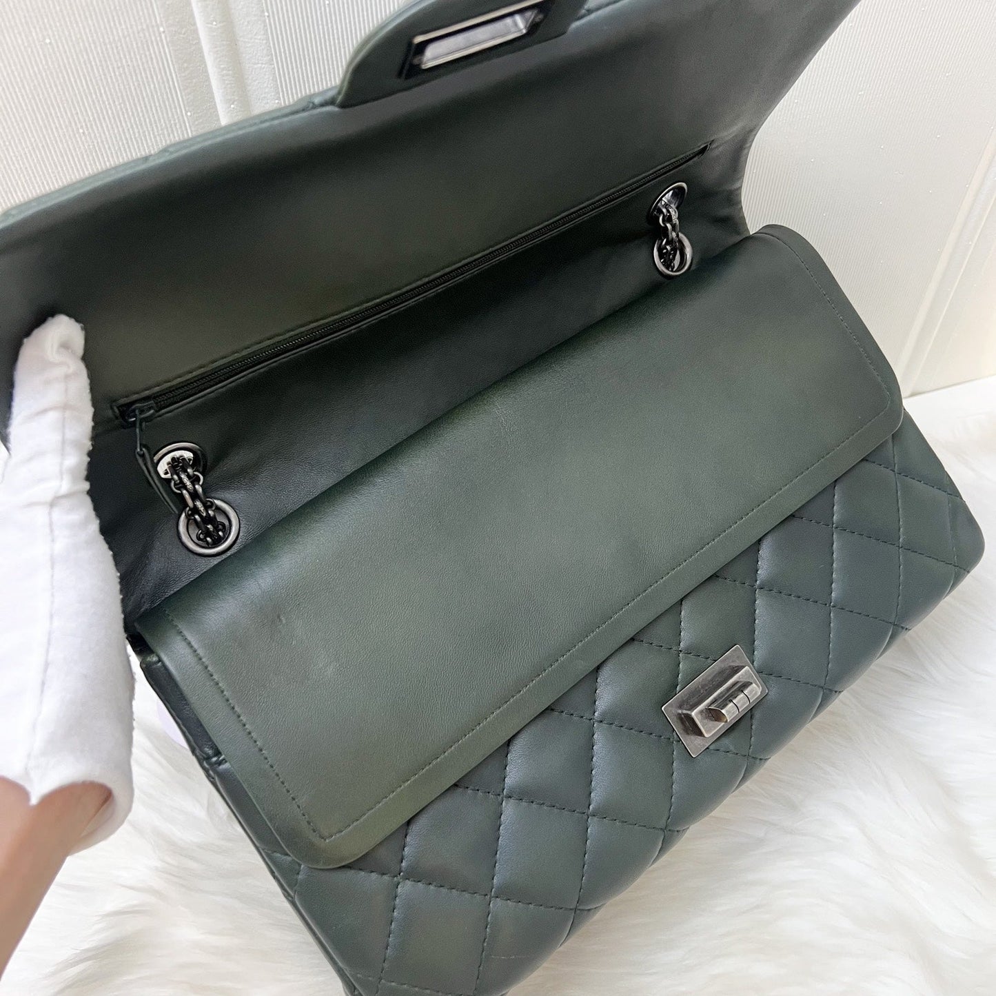 GLM-2.55 Reissue 227 Maxi in Dark Green Lambskin RHW