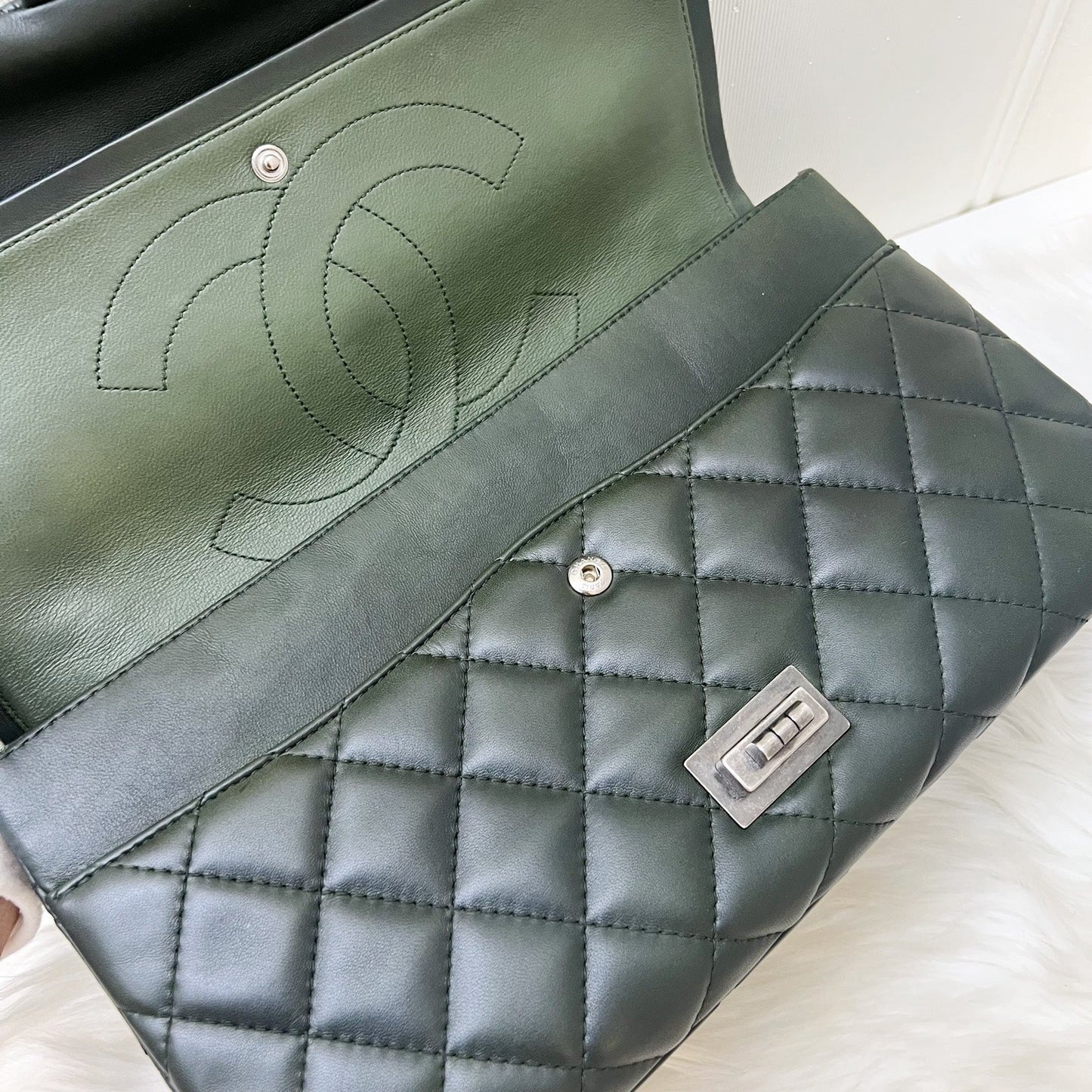 GLM-2.55 Reissue 227 Maxi in Dark Green Lambskin RHW