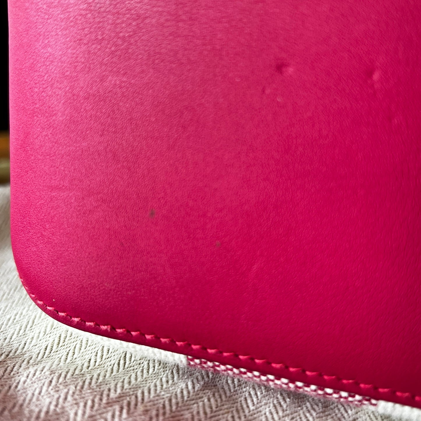 HERMES Ambie PM Framboise Toile H Veau Swift Tote