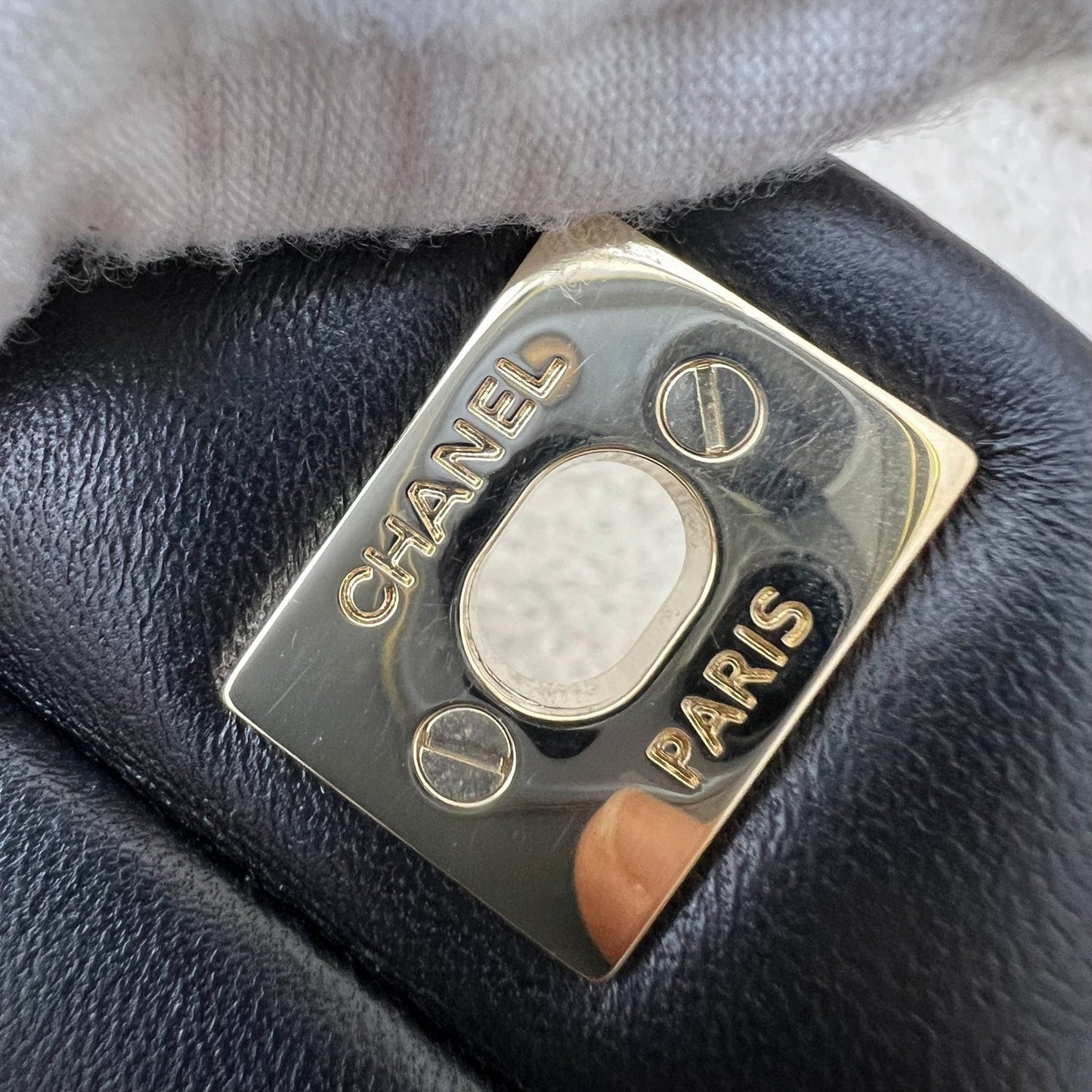 GLM-Classic Top Handle Mini Rectangle Flap in Black Lambskin and LGHW