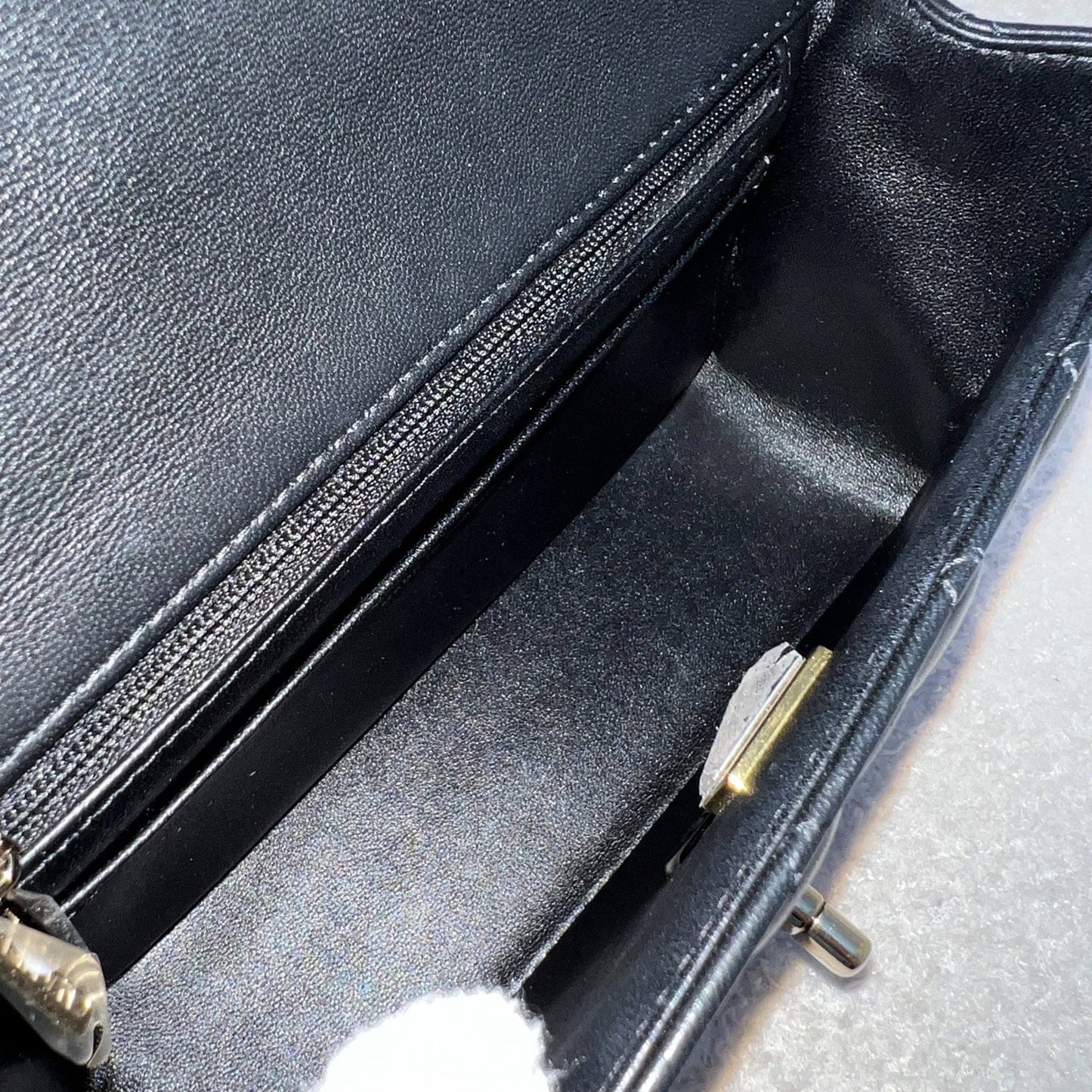 GLM-Classic Top Handle Mini Rectangle Flap in Black Lambskin and LGHW