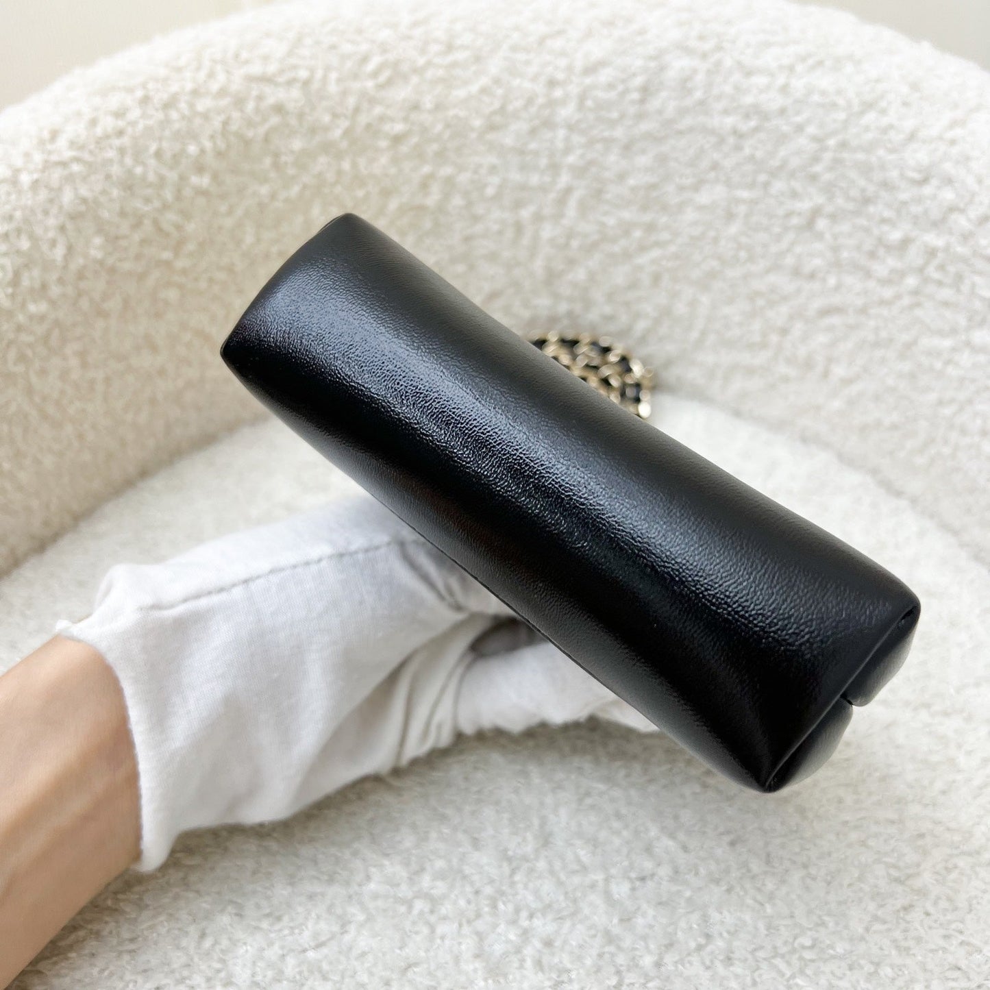 GLM-31 Micro Shopping Bag in Black Shiny Calfskin and LGHW