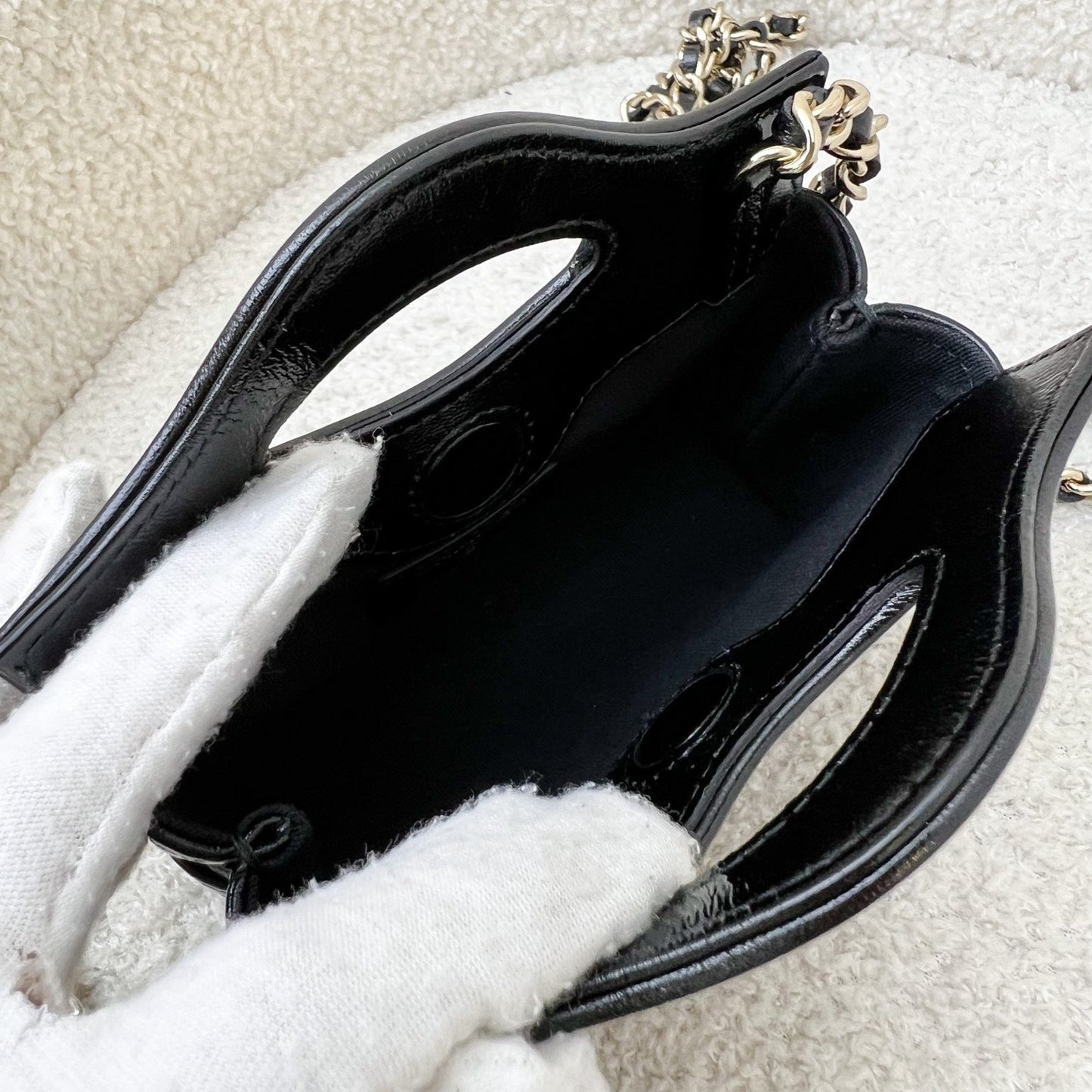 GLM-31 Micro Shopping Bag in Black Shiny Calfskin and LGHW
