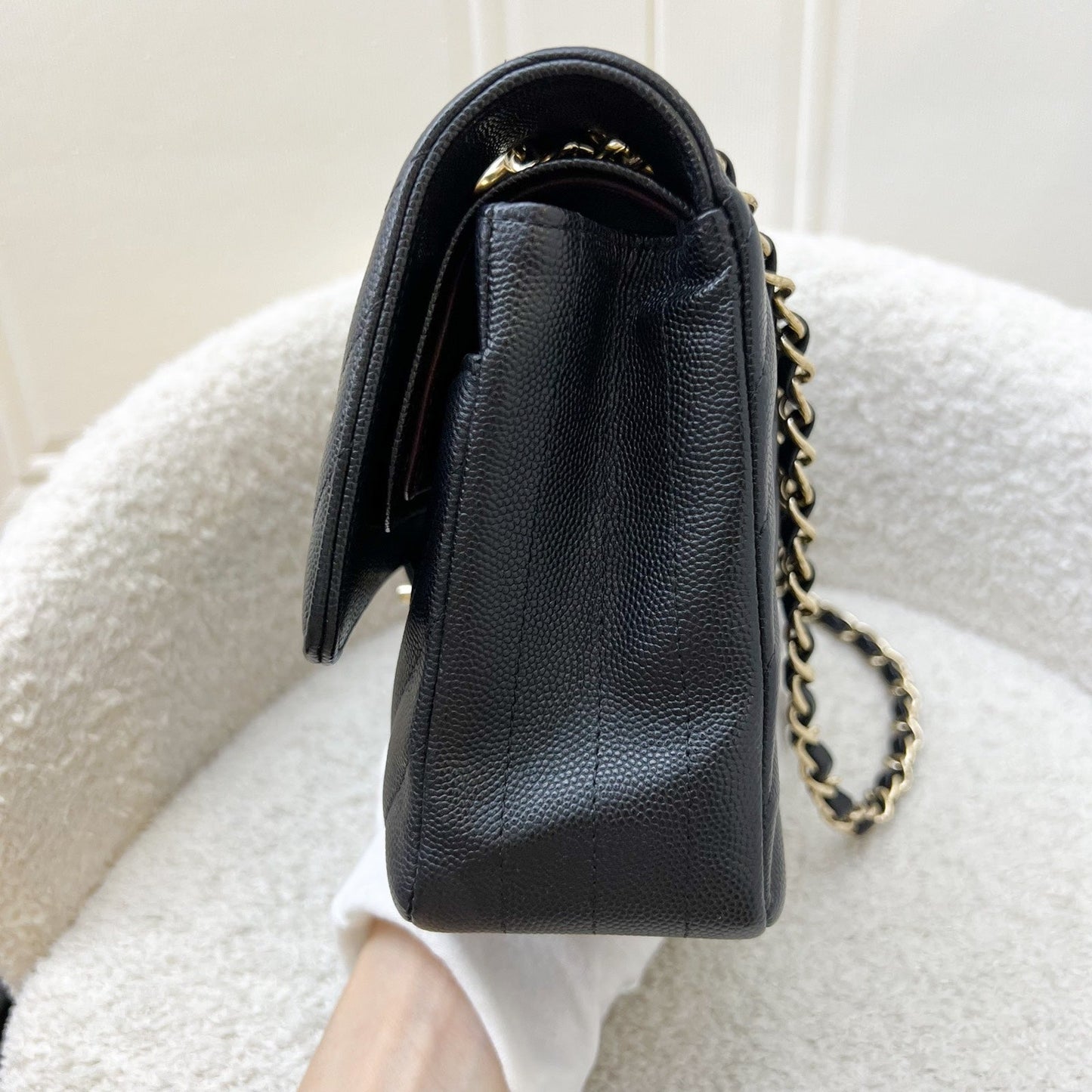 GLM-Classic Medium CF in Black Chevron Caviar and LGHW