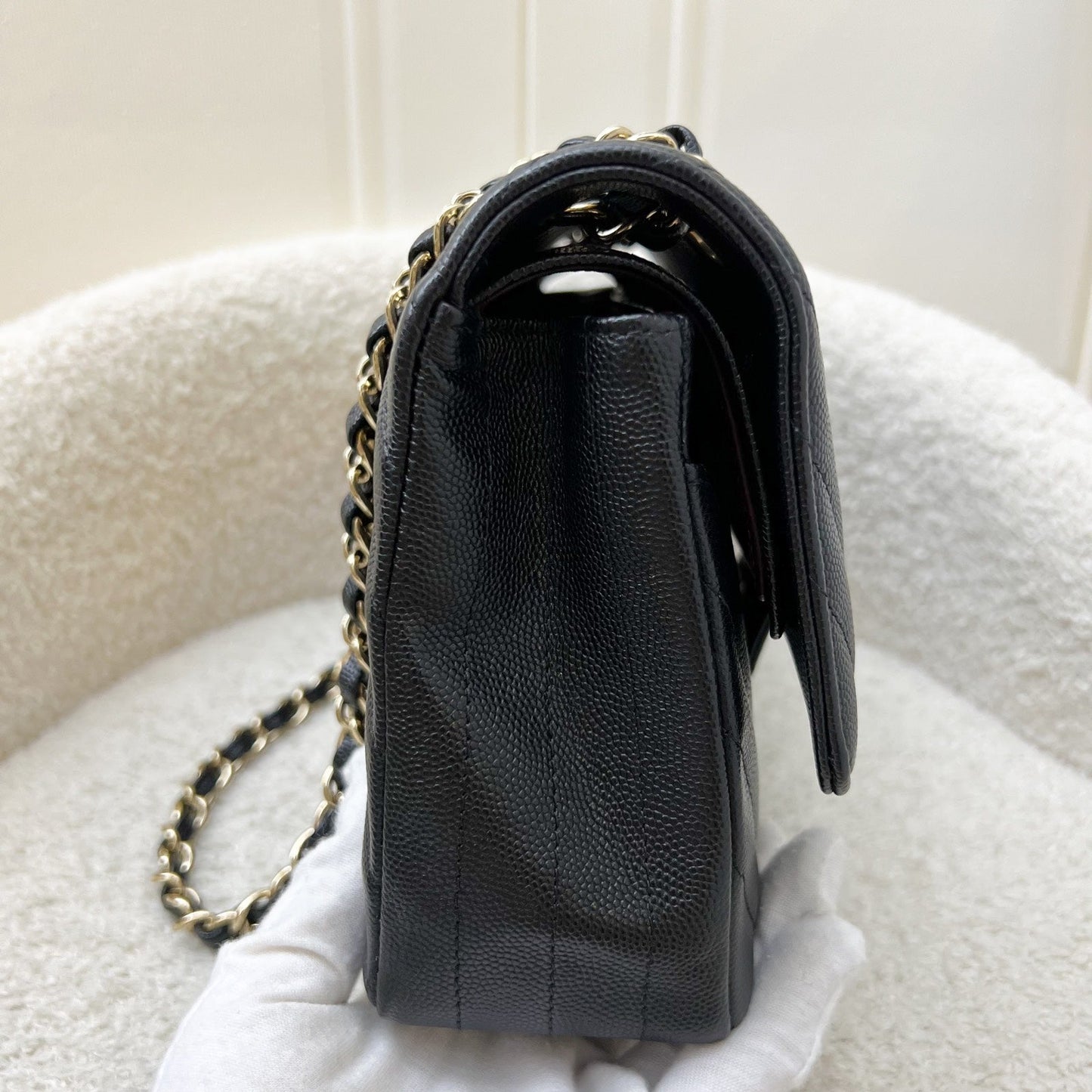 GLM-Classic Medium CF in Black Chevron Caviar and LGHW