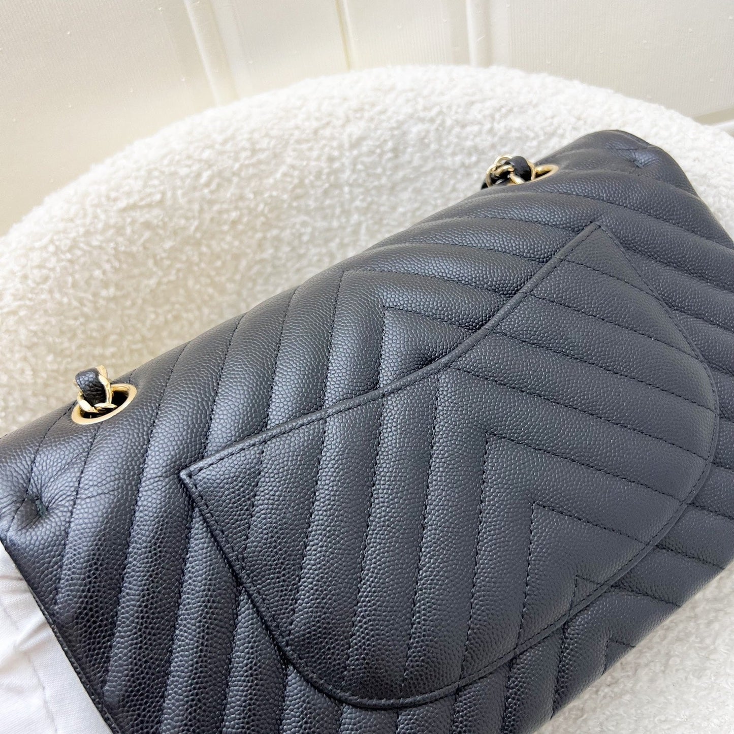 GLM-Classic Medium CF in Black Chevron Caviar and LGHW