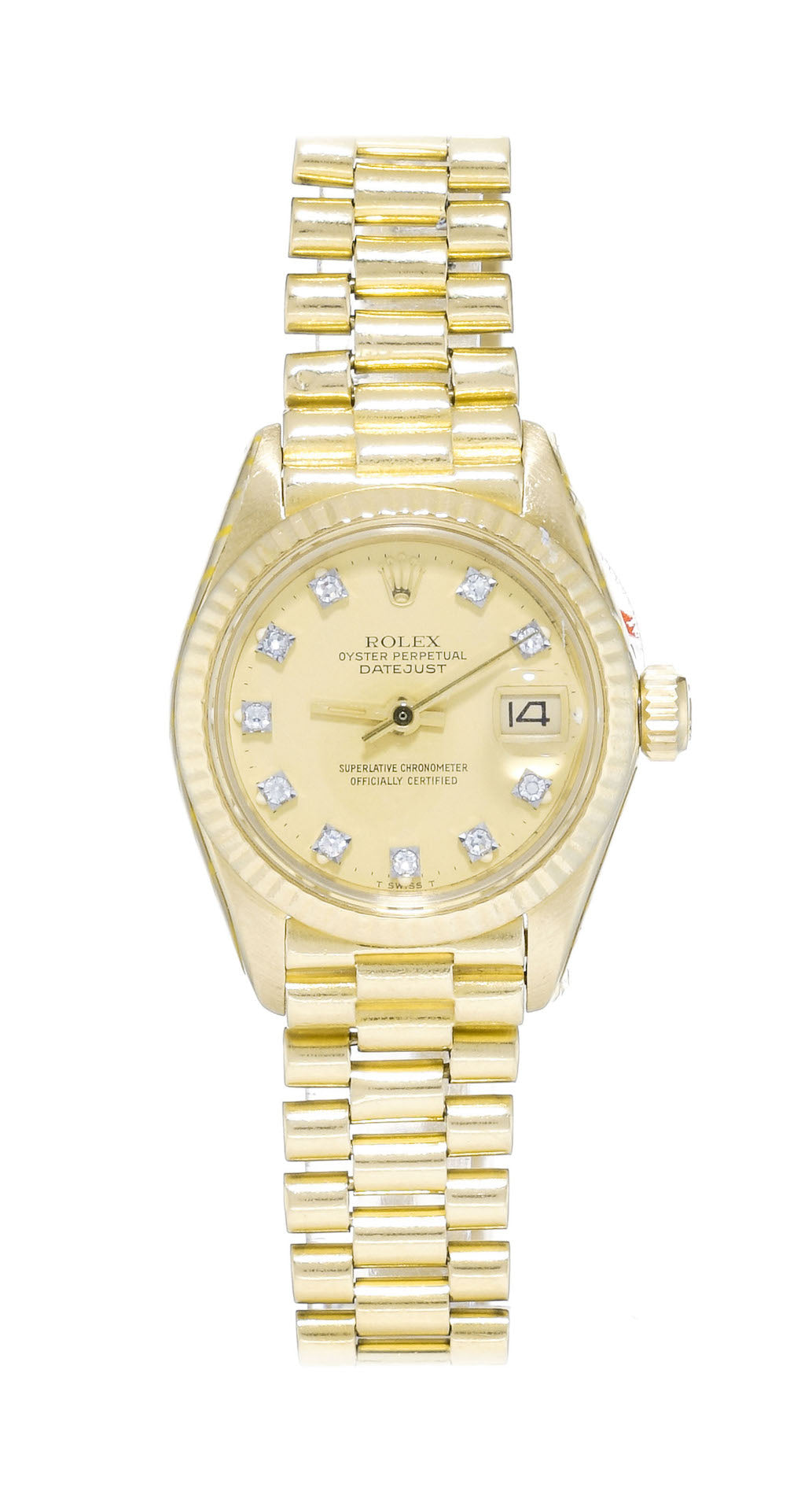 ROLEX Datejust wristwatch in 18K yellow gold and diamonds