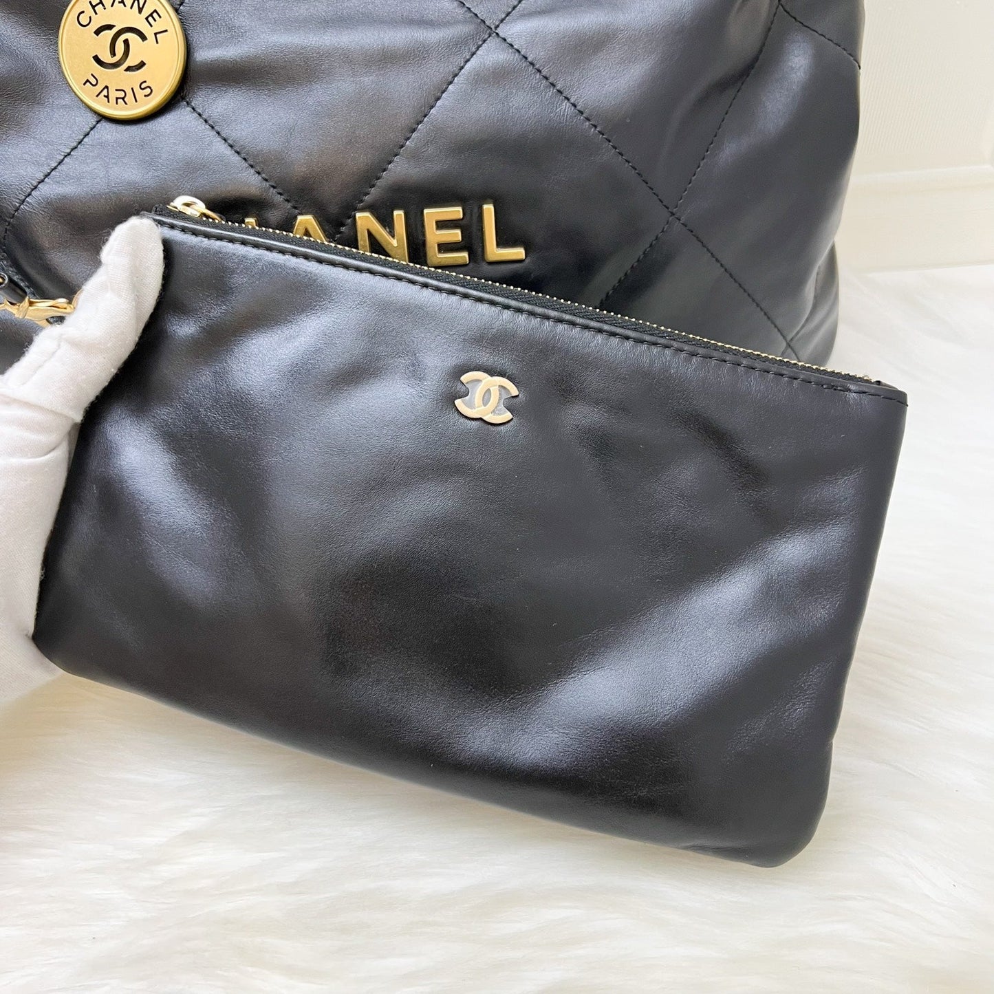 GLM-22 Medium Hobo Handbag in Black Calfskin and AGHW
