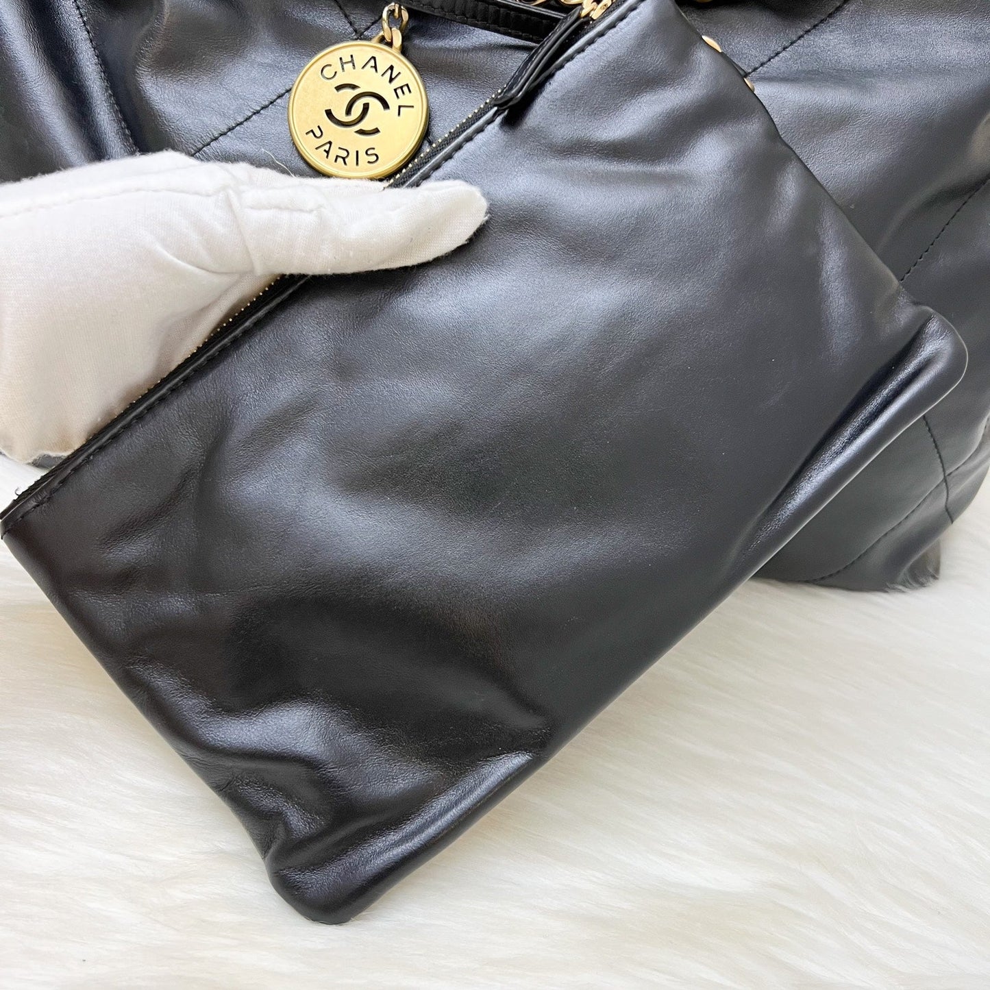 GLM-22 Medium Hobo Handbag in Black Calfskin and AGHW