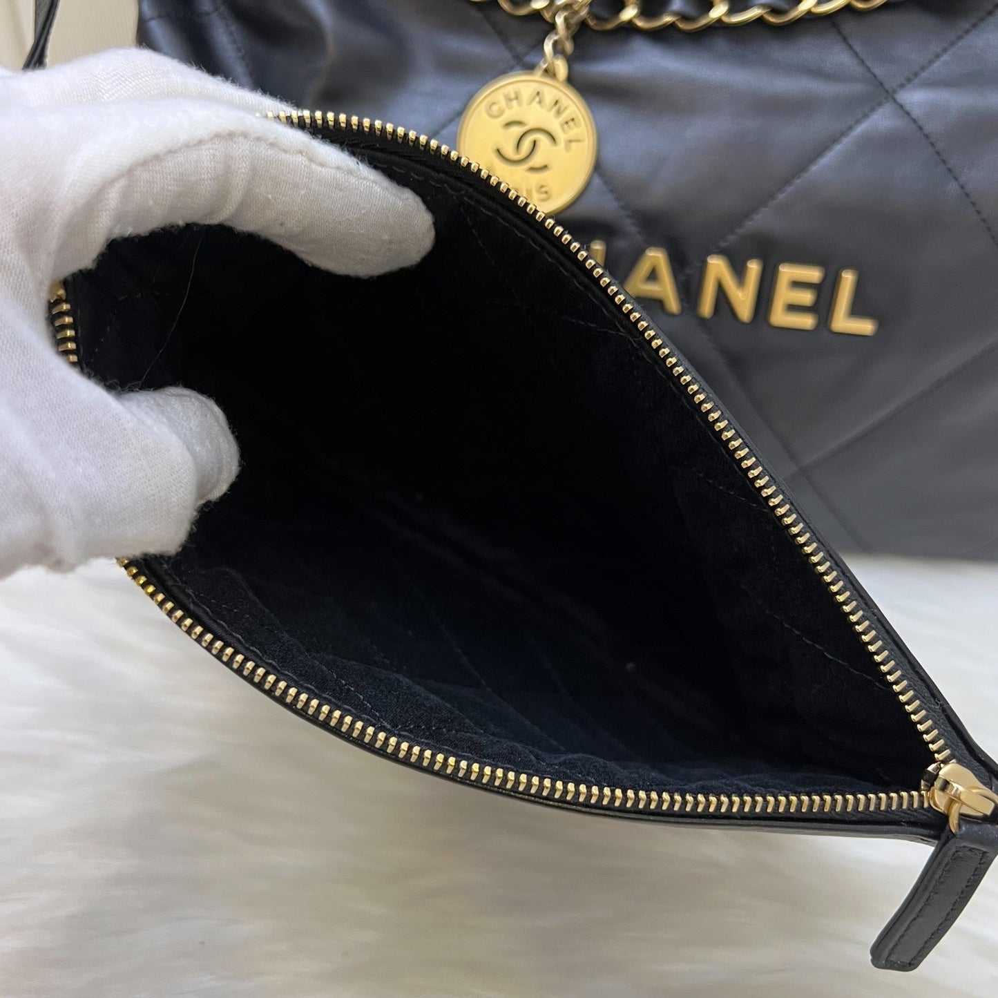 GLM-22 Medium Hobo Handbag in Black Calfskin and AGHW