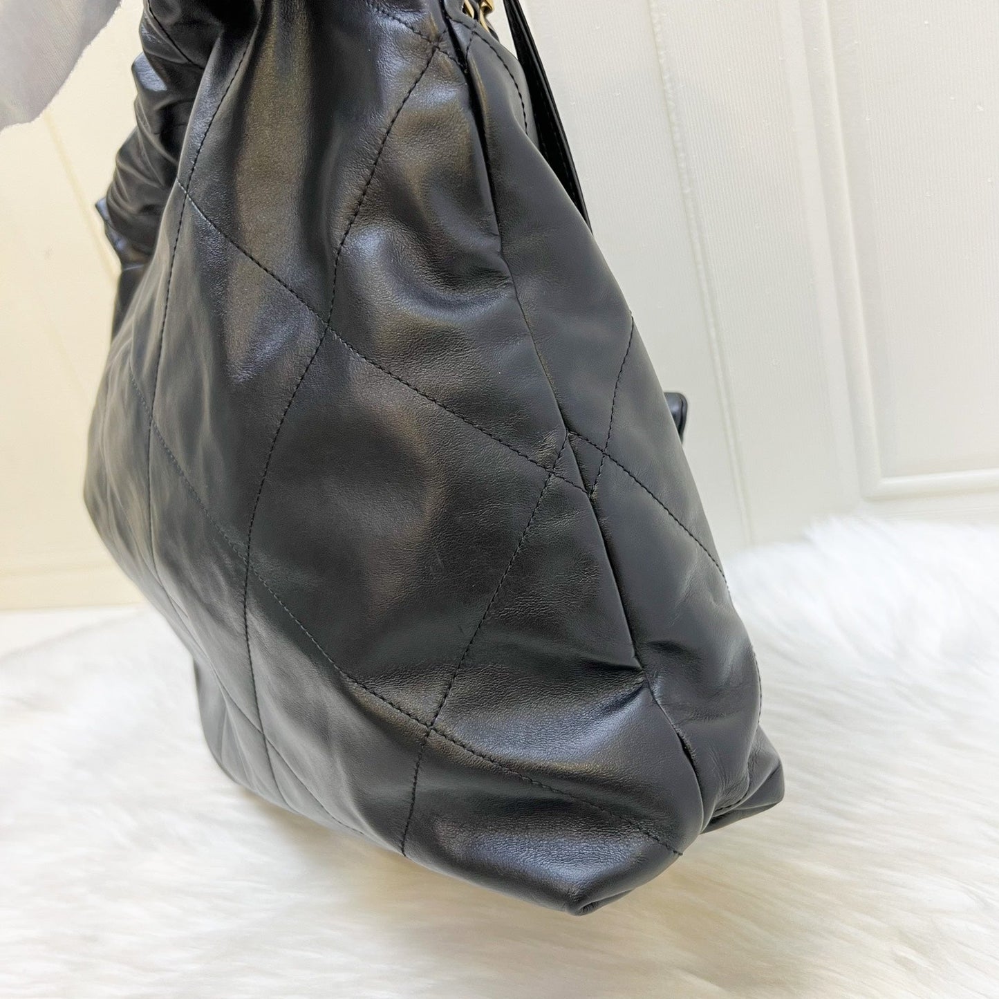 GLM-22 Medium Hobo Handbag in Black Calfskin and AGHW