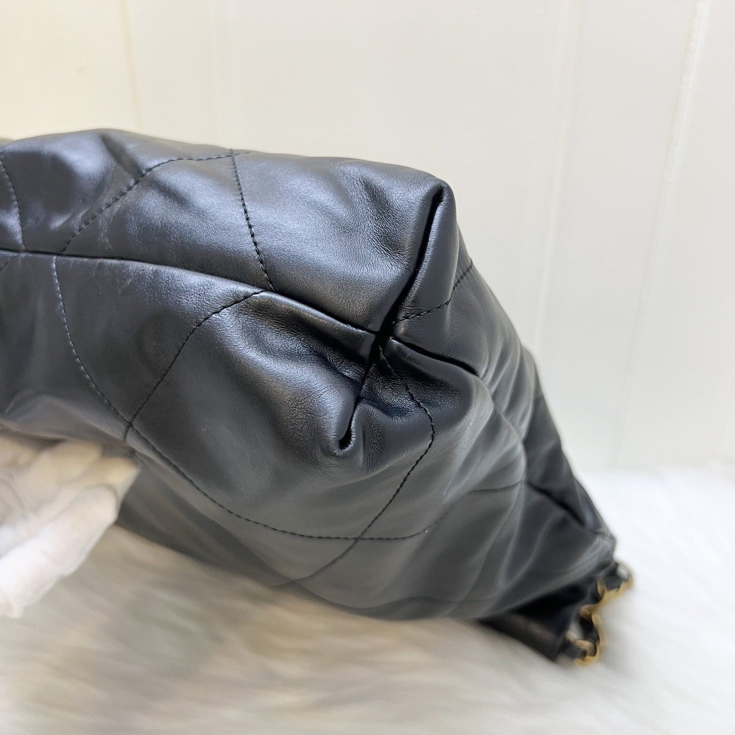 GLM-22 Medium Hobo Handbag in Black Calfskin and AGHW