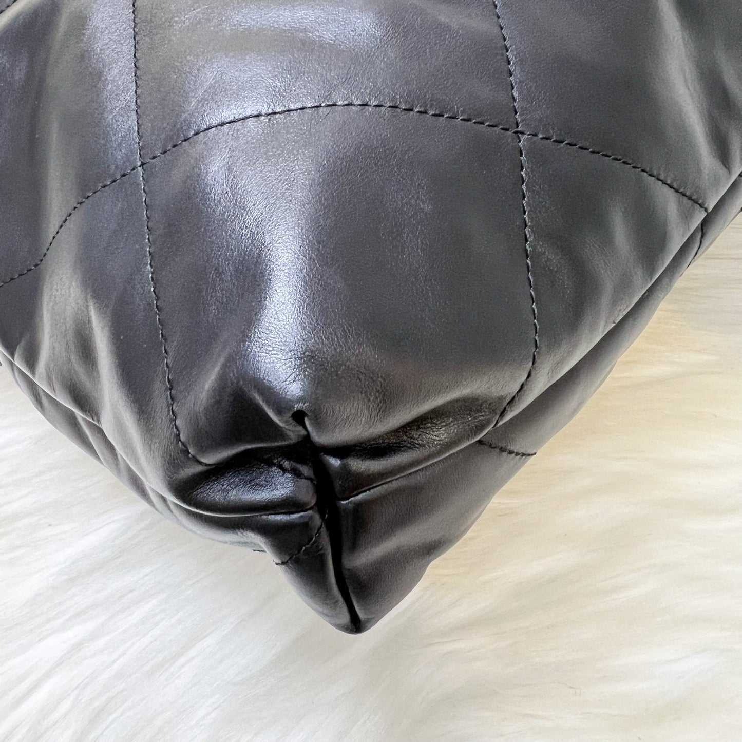 GLM-22 Medium Hobo Handbag in Black Calfskin and AGHW