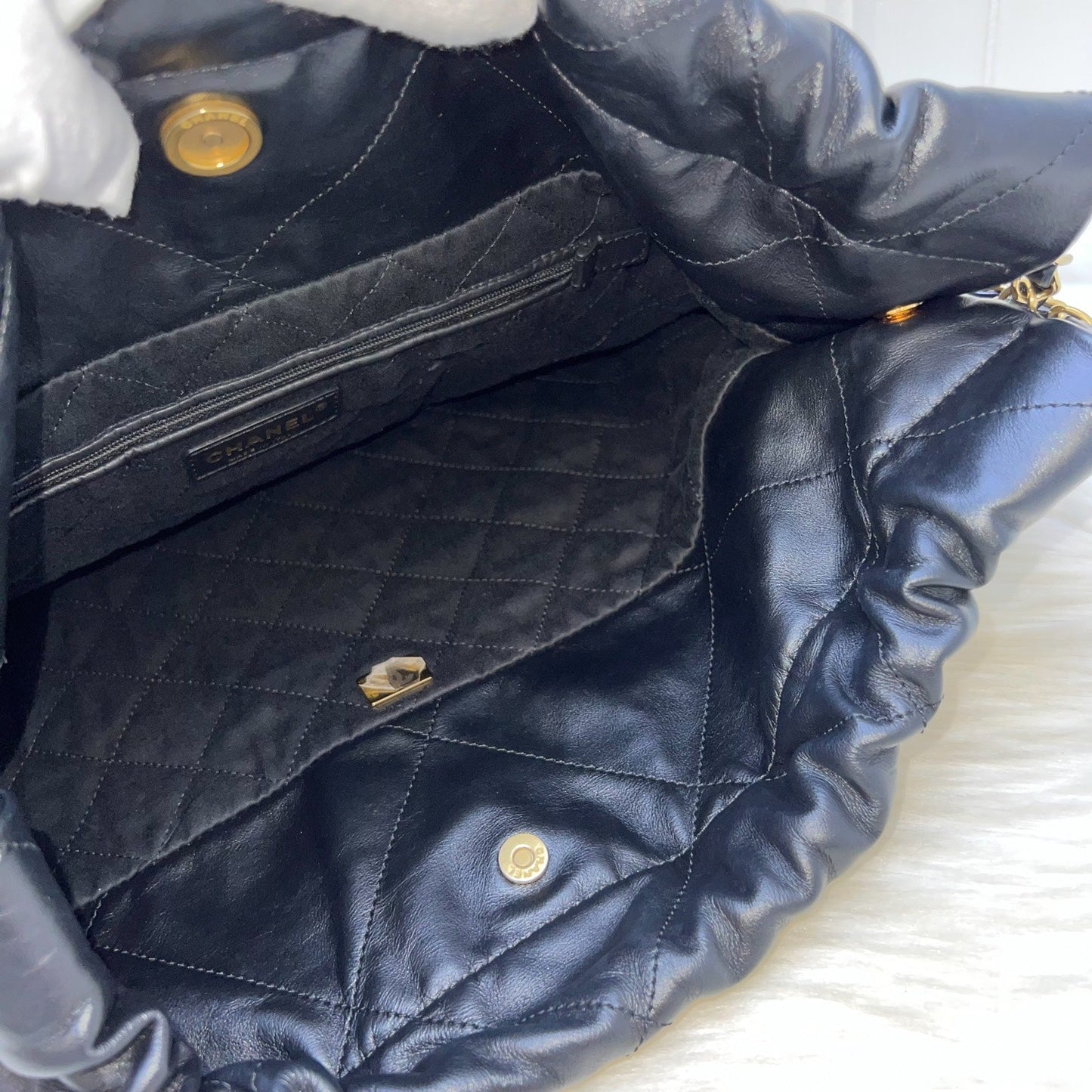 GLM-22 Medium Hobo Handbag in Black Calfskin and AGHW