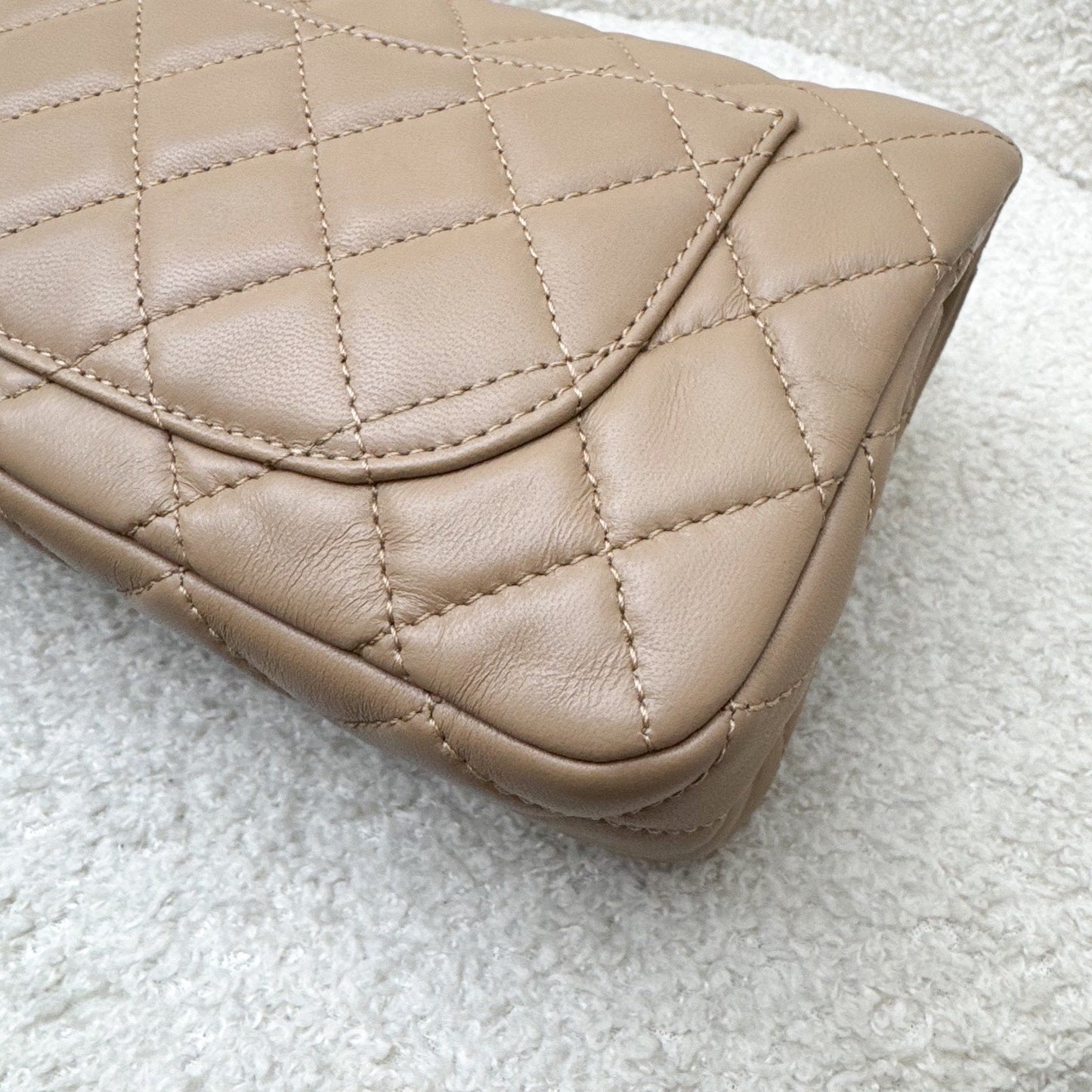 GLM-Pearl Crush Mini Rectangular Flap in 22B Dark Beige Lambskin AGHW