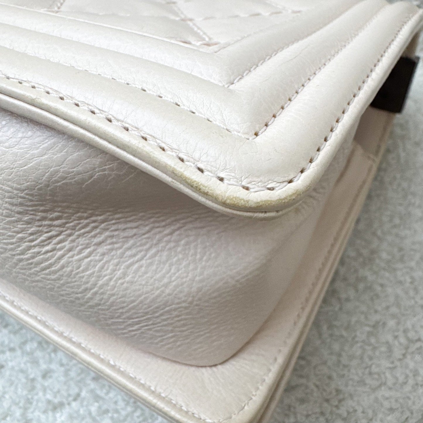 GLM-Medium 25cm Boy Flap in Nude Pink Calfskin and RHW