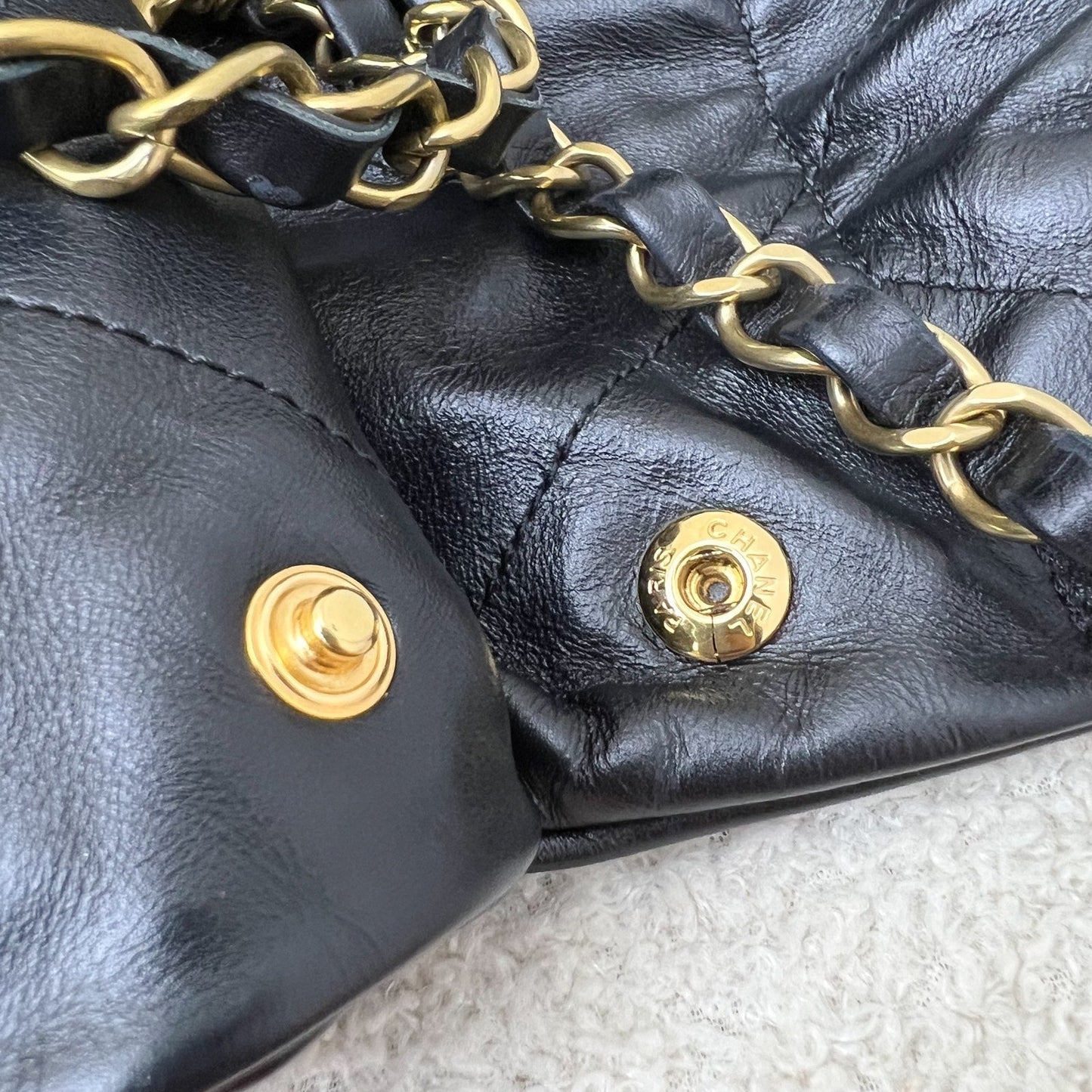 GLM-22 Medium Hobo Handbag in Black Calfskin and AGHW