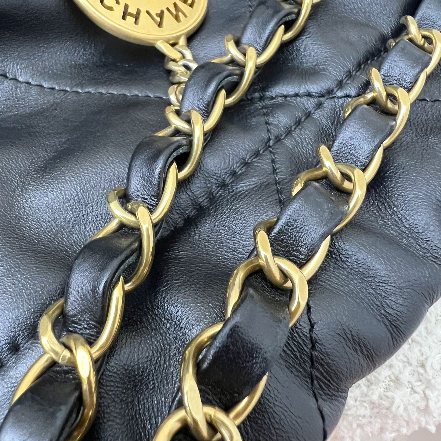 GLM-22 Medium Hobo Handbag in Black Calfskin and AGHW