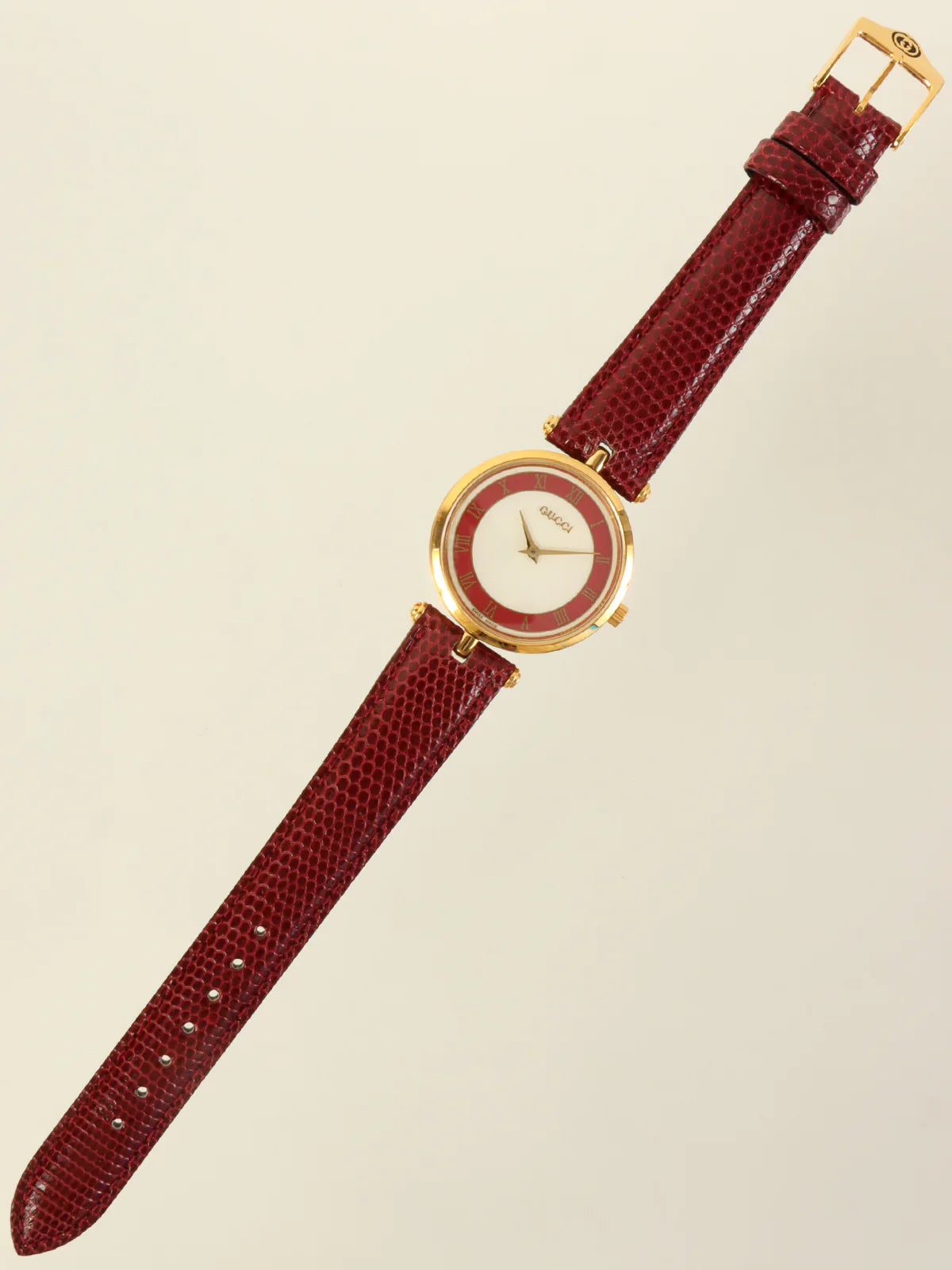 GUCCI Web Detailed Round Logo Watch Bordeaux