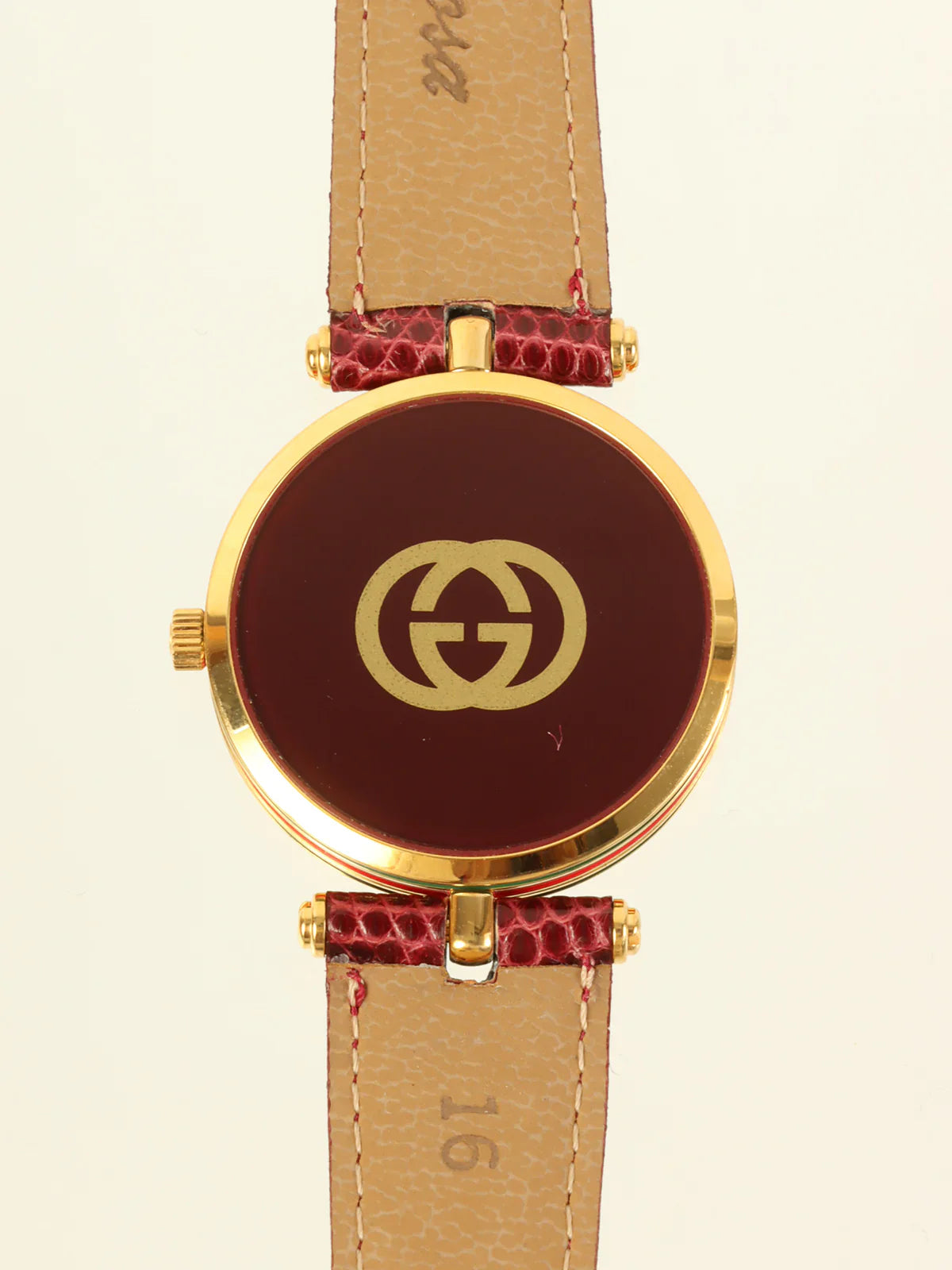 GUCCI Web Detailed Round Logo Watch Bordeaux