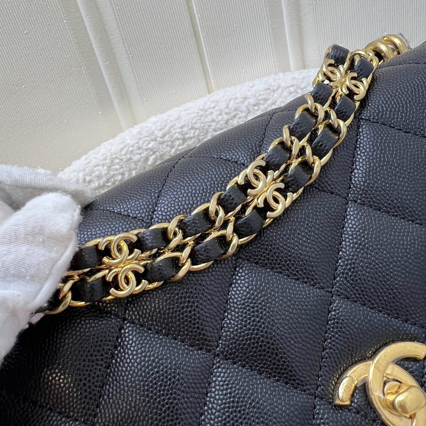 GLM-22K Coco First Small Flap in Black Caviar and AGHW (Model: AS3633)