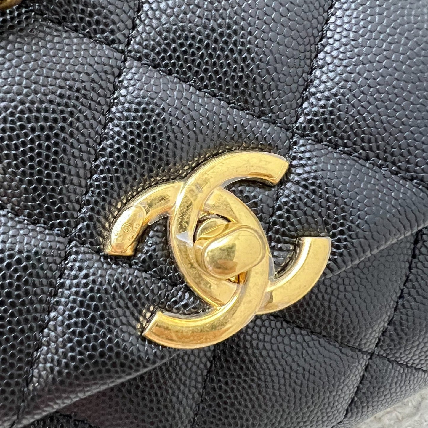 GLM-22K Coco First Small Flap in Black Caviar and AGHW (Model: AS3633)