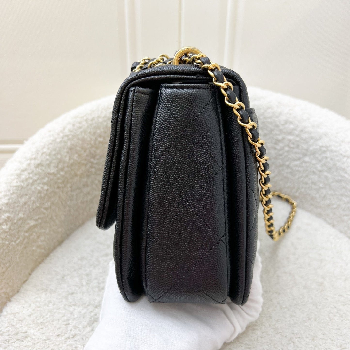 GLM-22K Coco First Small Flap in Black Caviar and AGHW (Model: AS3633)