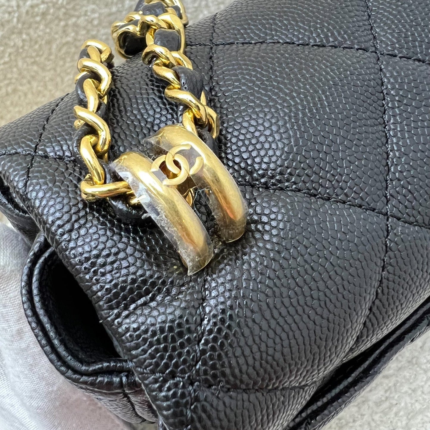 GLM-22K Coco First Small Flap in Black Caviar and AGHW (Model: AS3633)