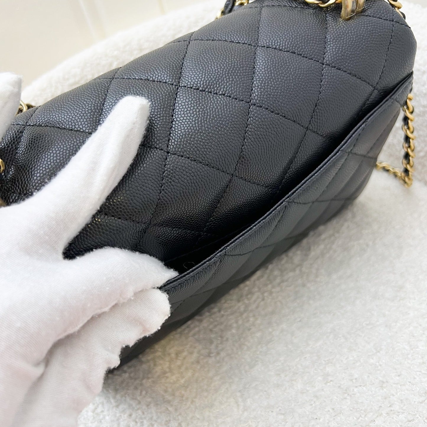 GLM-22K Coco First Small Flap in Black Caviar and AGHW (Model: AS3633)