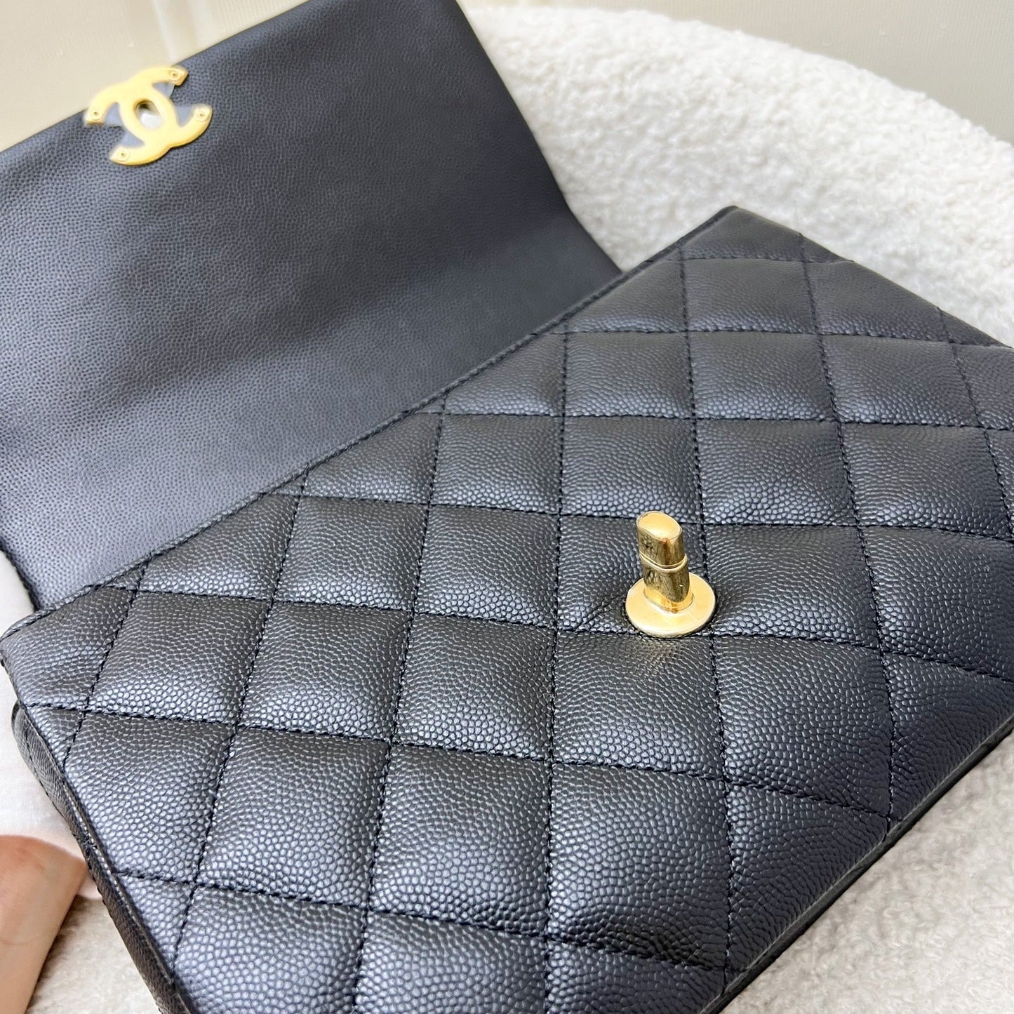 GLM-22K Coco First Small Flap in Black Caviar and AGHW (Model: AS3633)