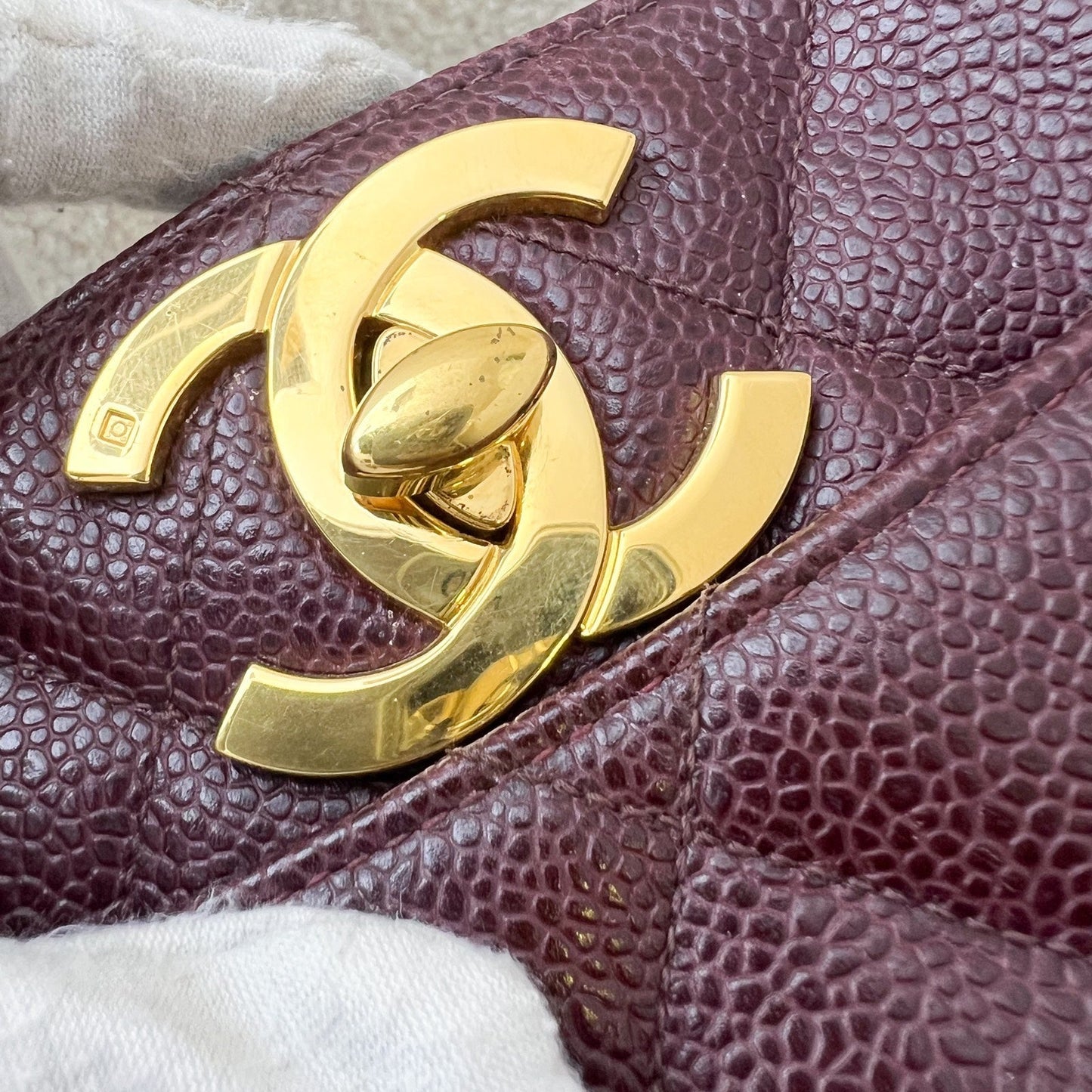 GLM- Shoulder Tote Bag in Dark Burgundy Red Caviar GHW