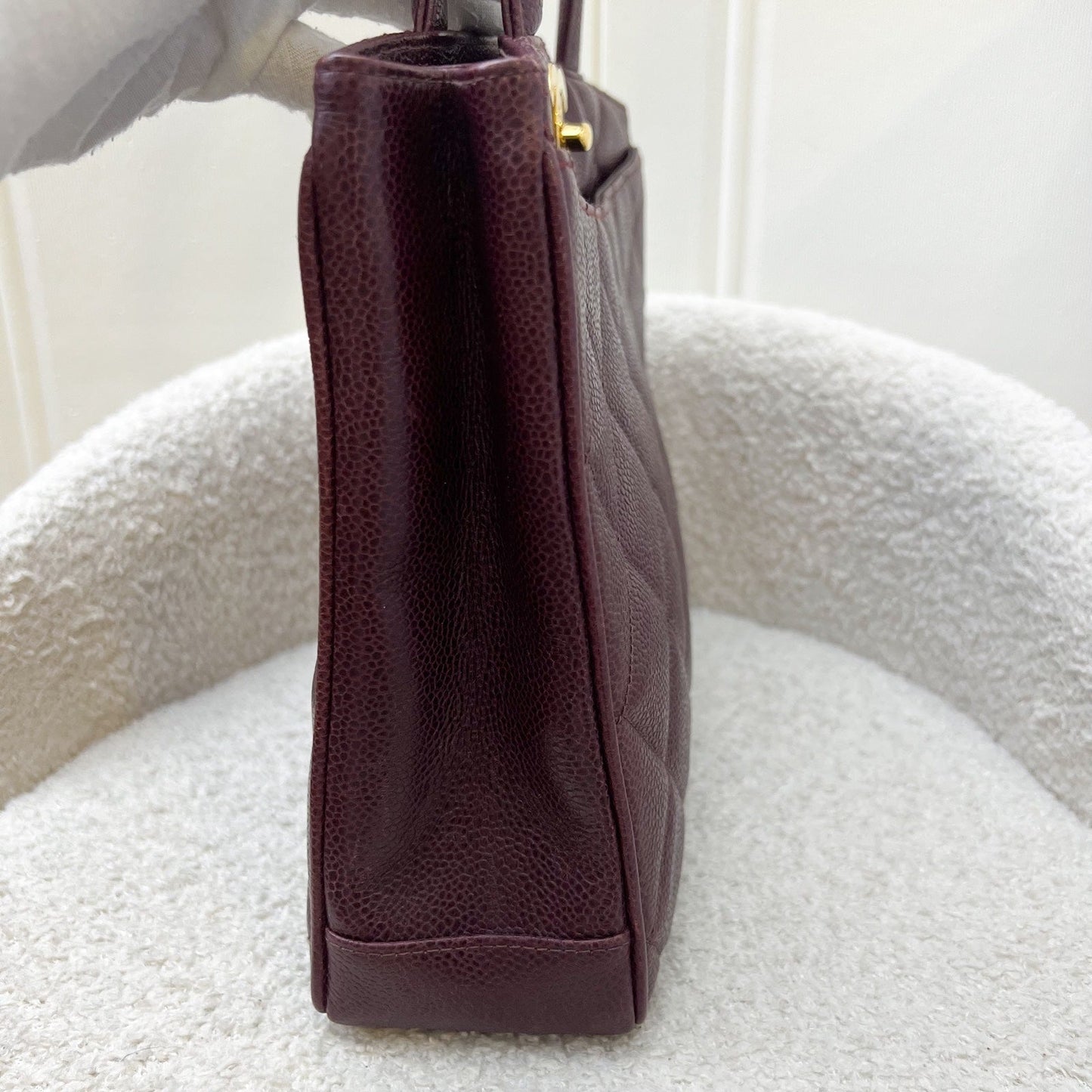 GLM- Shoulder Tote Bag in Dark Burgundy Red Caviar GHW