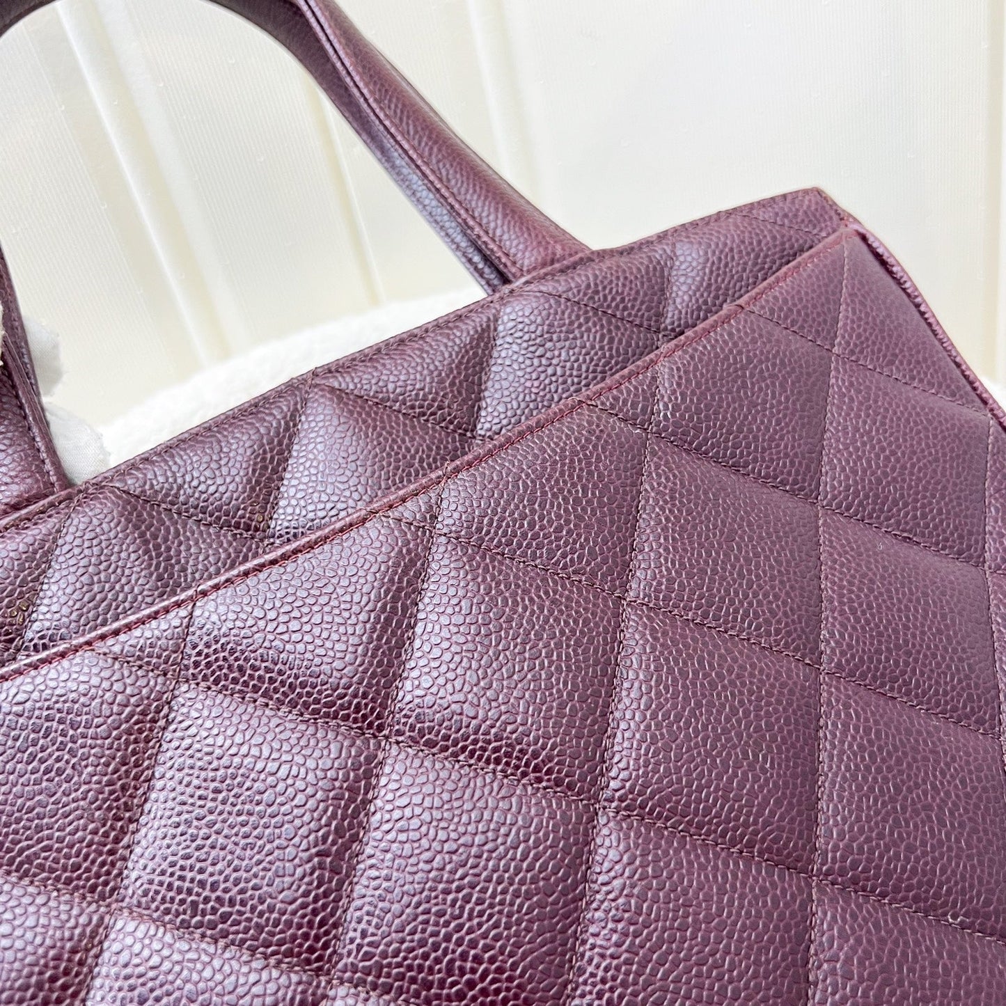 GLM- Shoulder Tote Bag in Dark Burgundy Red Caviar GHW