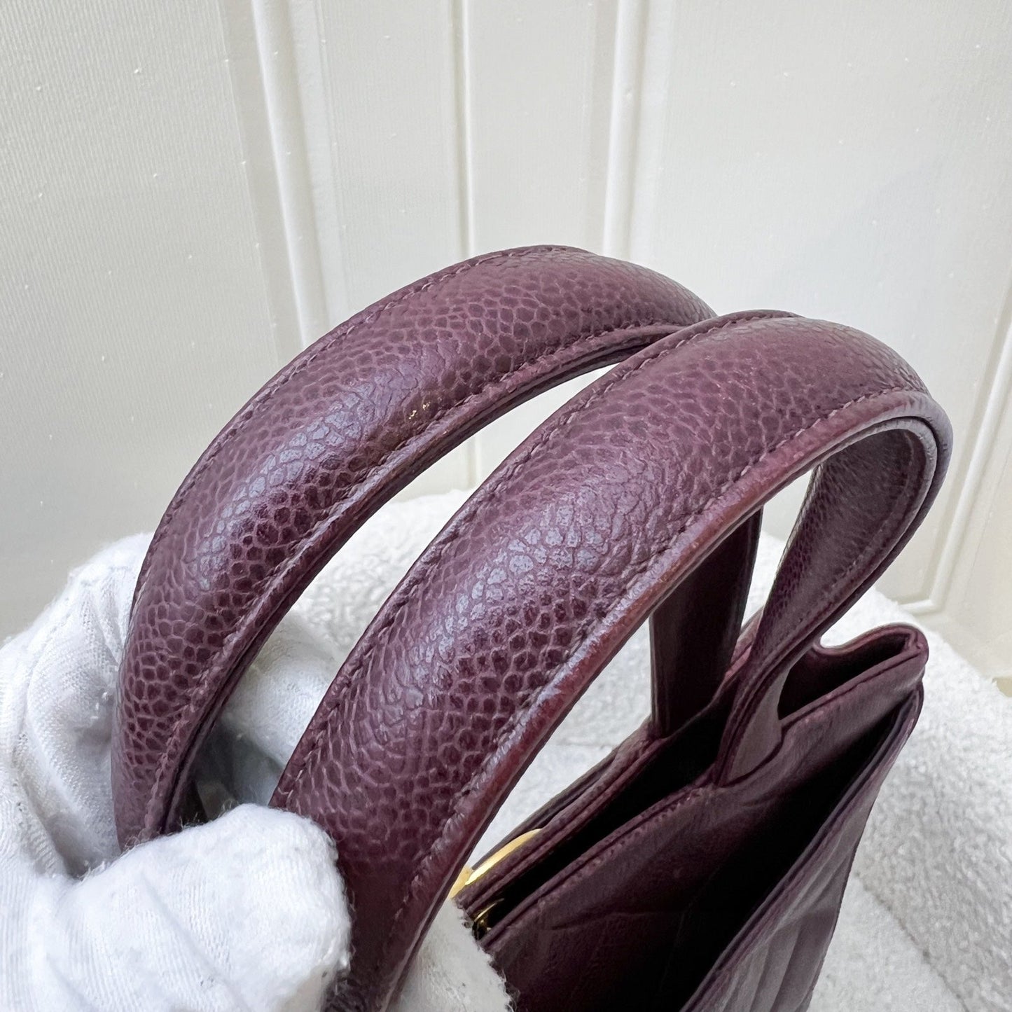 GLM- Shoulder Tote Bag in Dark Burgundy Red Caviar GHW