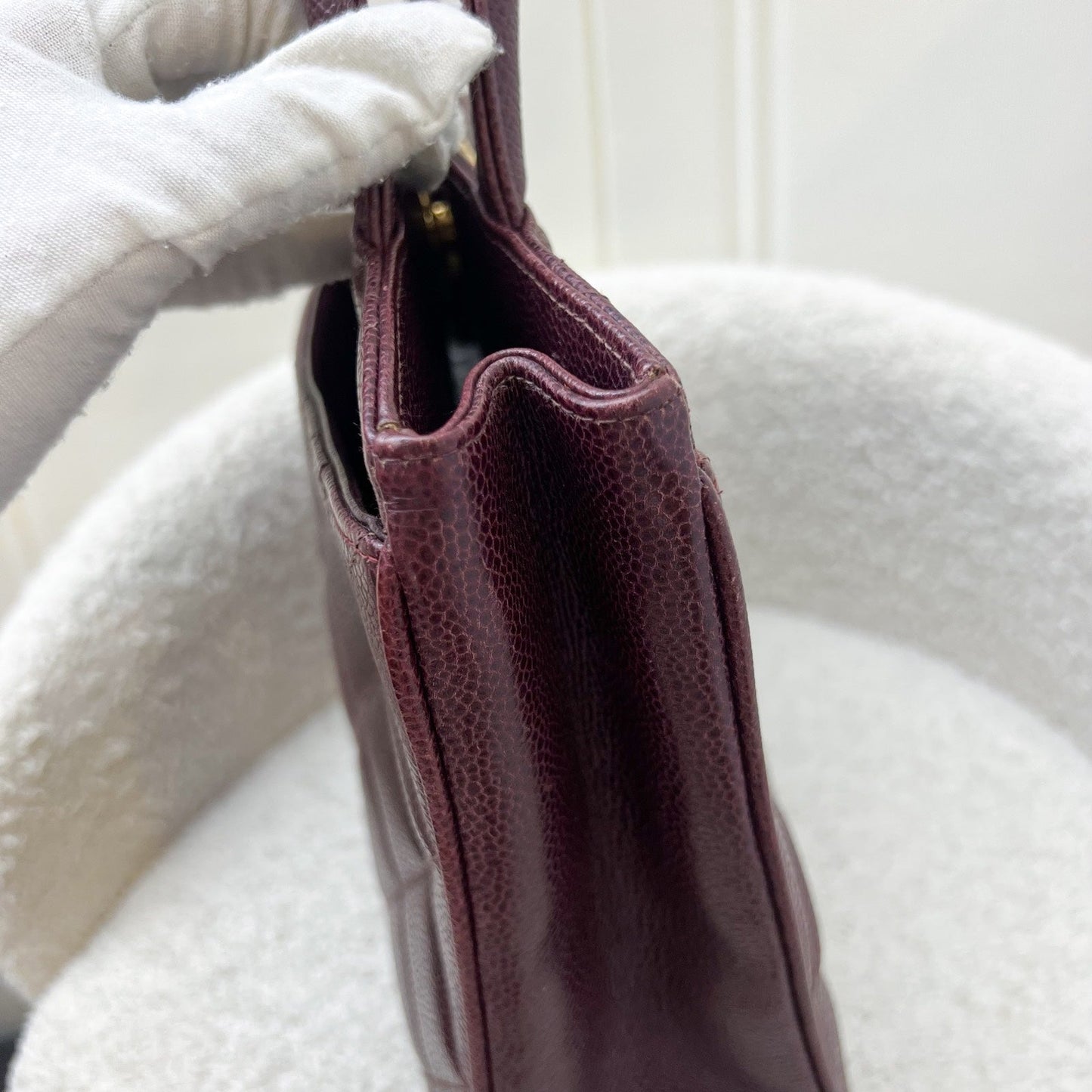 GLM- Shoulder Tote Bag in Dark Burgundy Red Caviar GHW