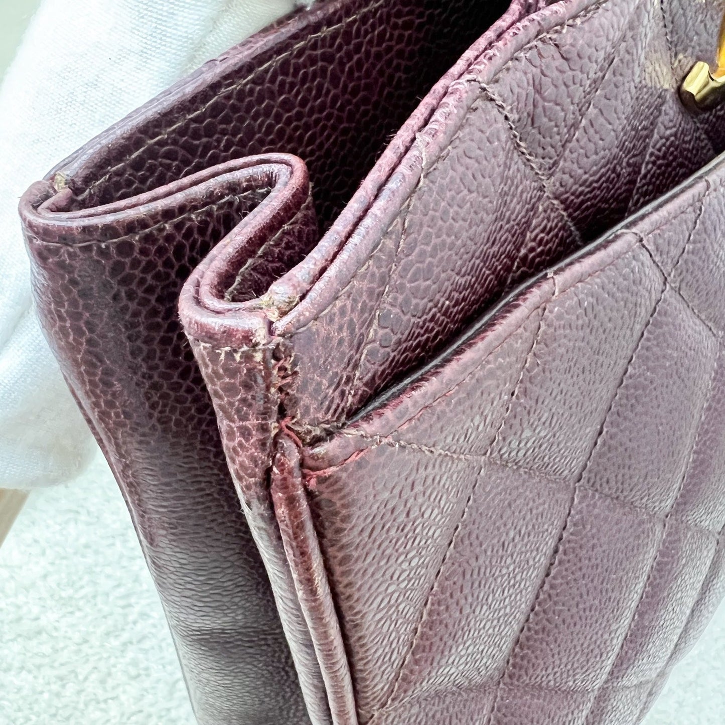 GLM- Shoulder Tote Bag in Dark Burgundy Red Caviar GHW