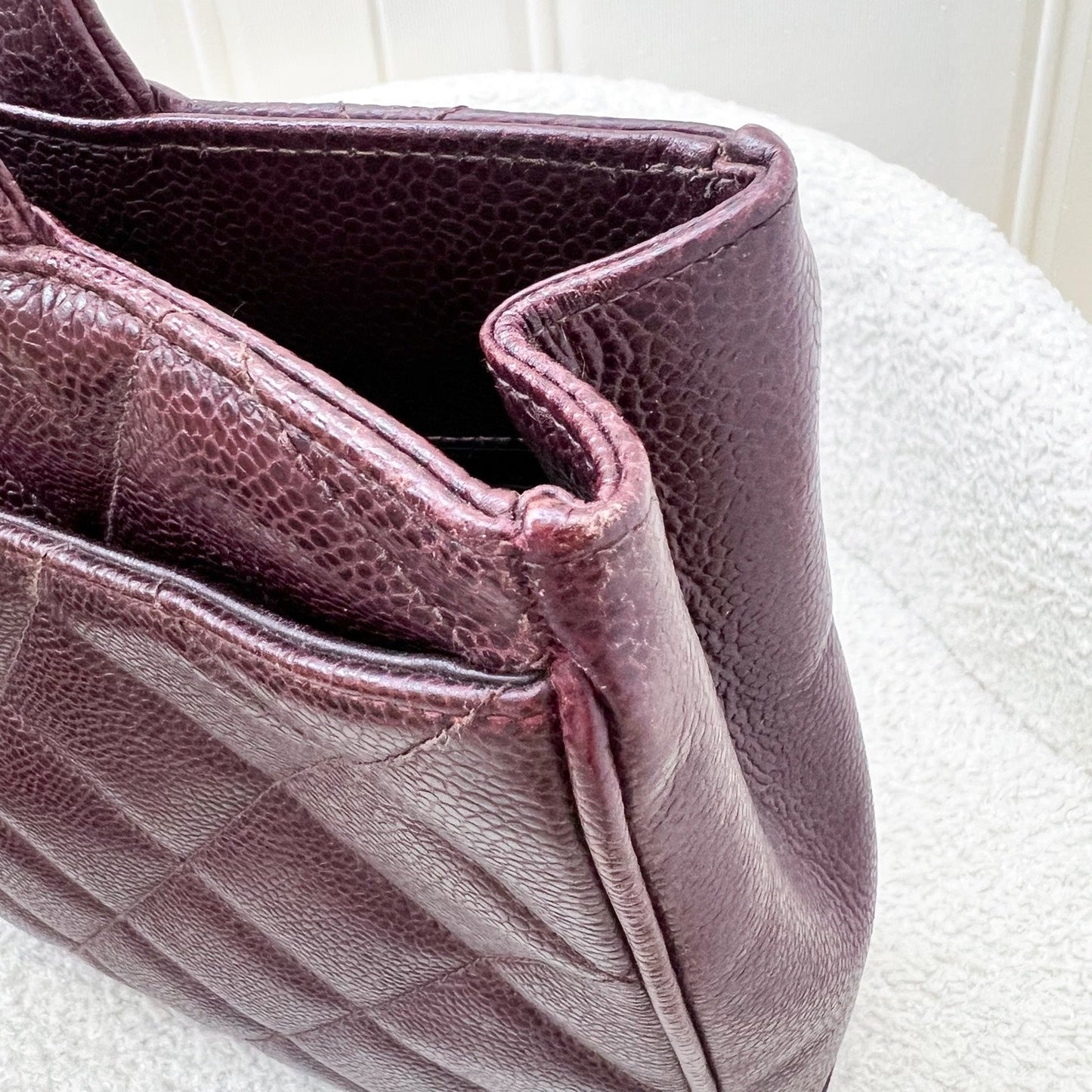 GLM- Shoulder Tote Bag in Dark Burgundy Red Caviar GHW