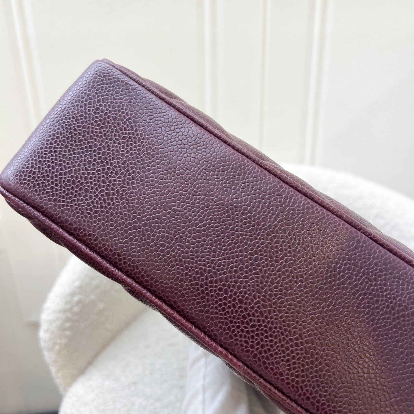 GLM- Shoulder Tote Bag in Dark Burgundy Red Caviar GHW