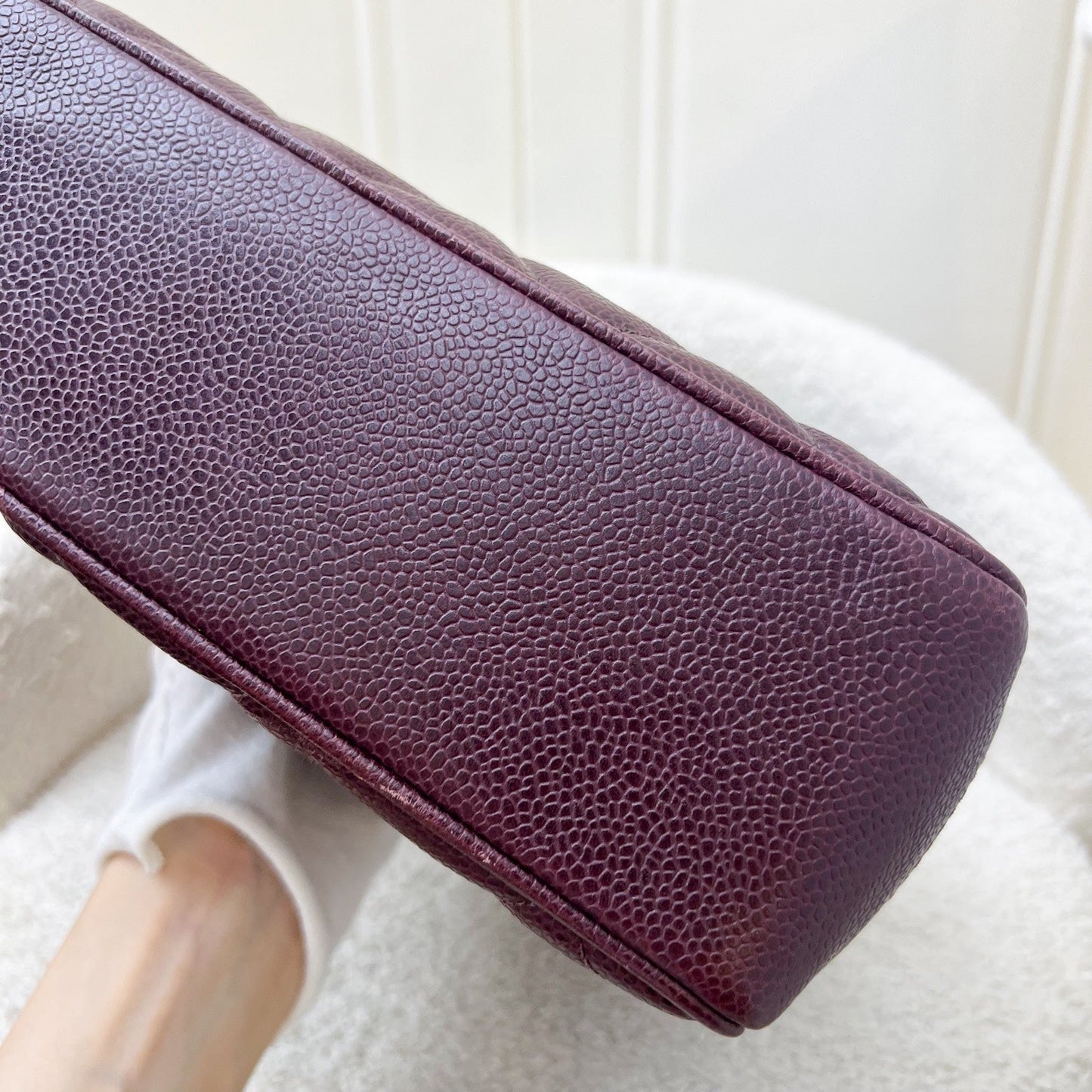 GLM- Shoulder Tote Bag in Dark Burgundy Red Caviar GHW
