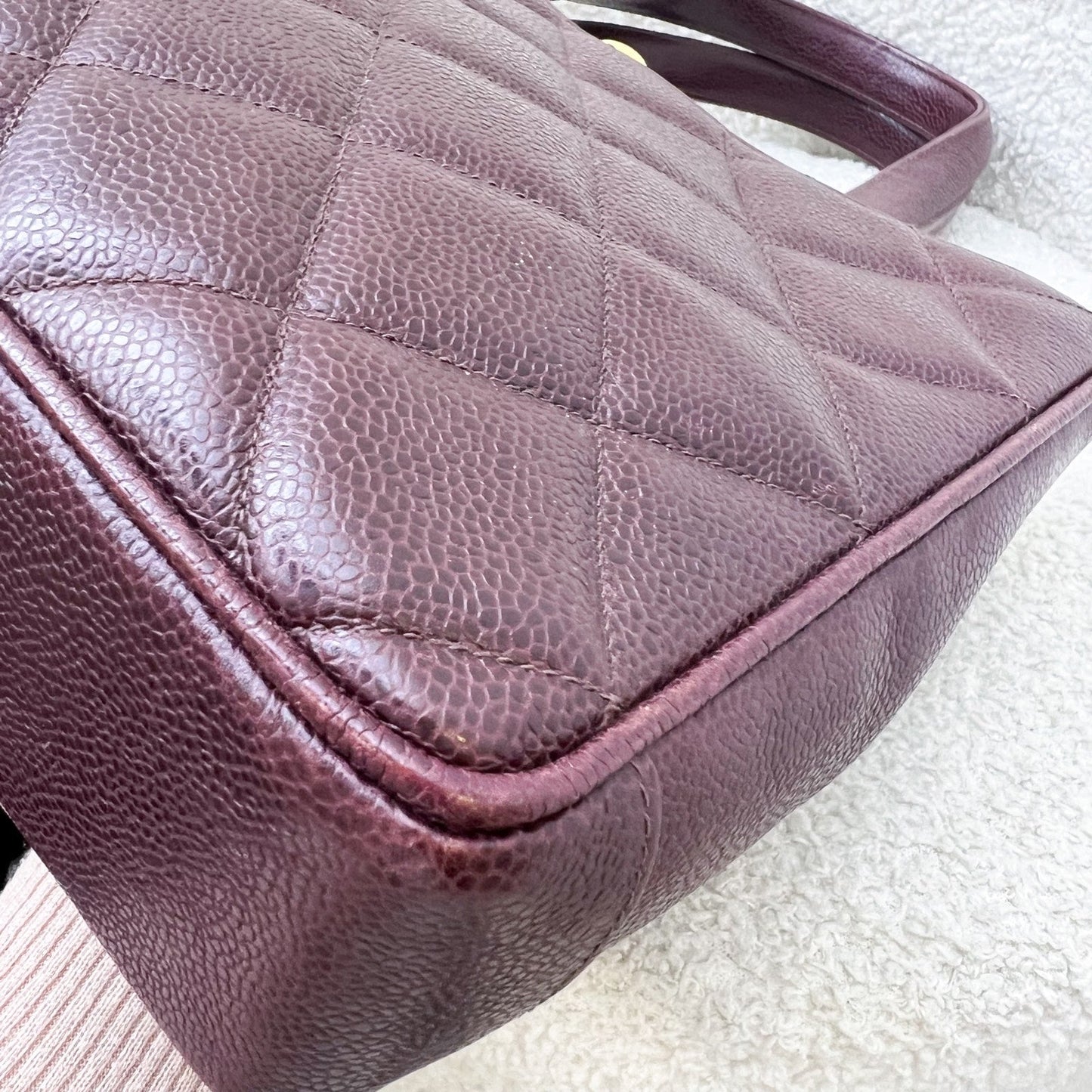 GLM- Shoulder Tote Bag in Dark Burgundy Red Caviar GHW