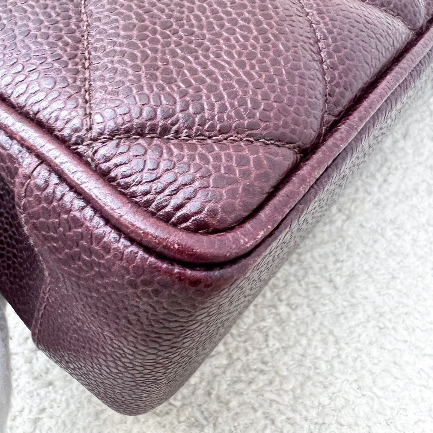 GLM- Shoulder Tote Bag in Dark Burgundy Red Caviar GHW
